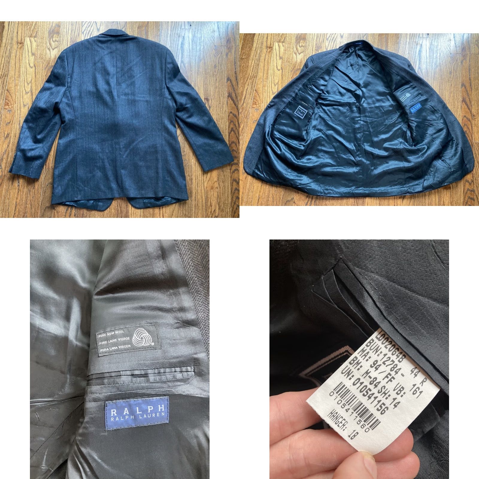 Ralph Lauren Ralph Lauren Blazer Mens 44R Herringbone Wool Dark Gray Notch Lapel 3-Button Jacket Coat Regular Size 44 2 Piece Vintage No Brown/Gray? Size 44R - 9 Thumbnail