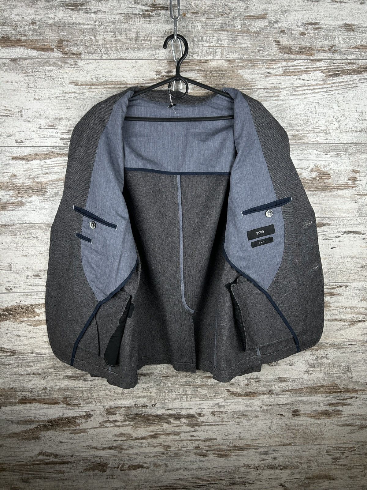 Hugo Boss × Vintage Mens Hugo Boss Blazer grey luxury jacket slim fit 42R / 52 Size 42R - 8 Thumbnail