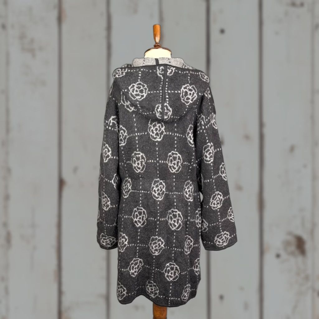 Vintage Gudrun Sjoden Womens Hooded Jacket S Black Wool Long Sleeve Monogram Modern Classic Jacket Womenshooded Long Sleeve Black Wool Monogram Gudrun Sjoden Size S / US 4 / IT 40 - 1 Thumbnail