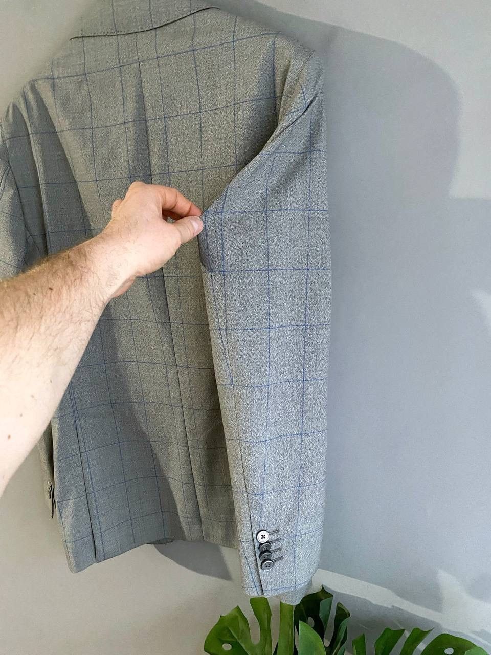 Boggi Boggi Milano 120's Wool Gray/Blue Сhecked Men's Blazer, 46R Size 46R - 15 Thumbnail