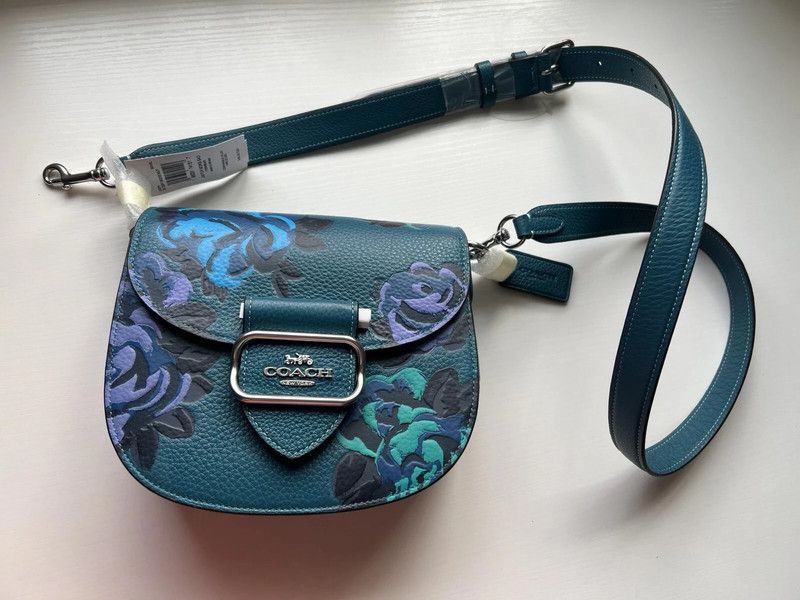 Coach NWT COACH Morgan Saddle Bag Jumbo Floral Blue Turquoise Teal Size ONE SIZE - 1 Thumbnail