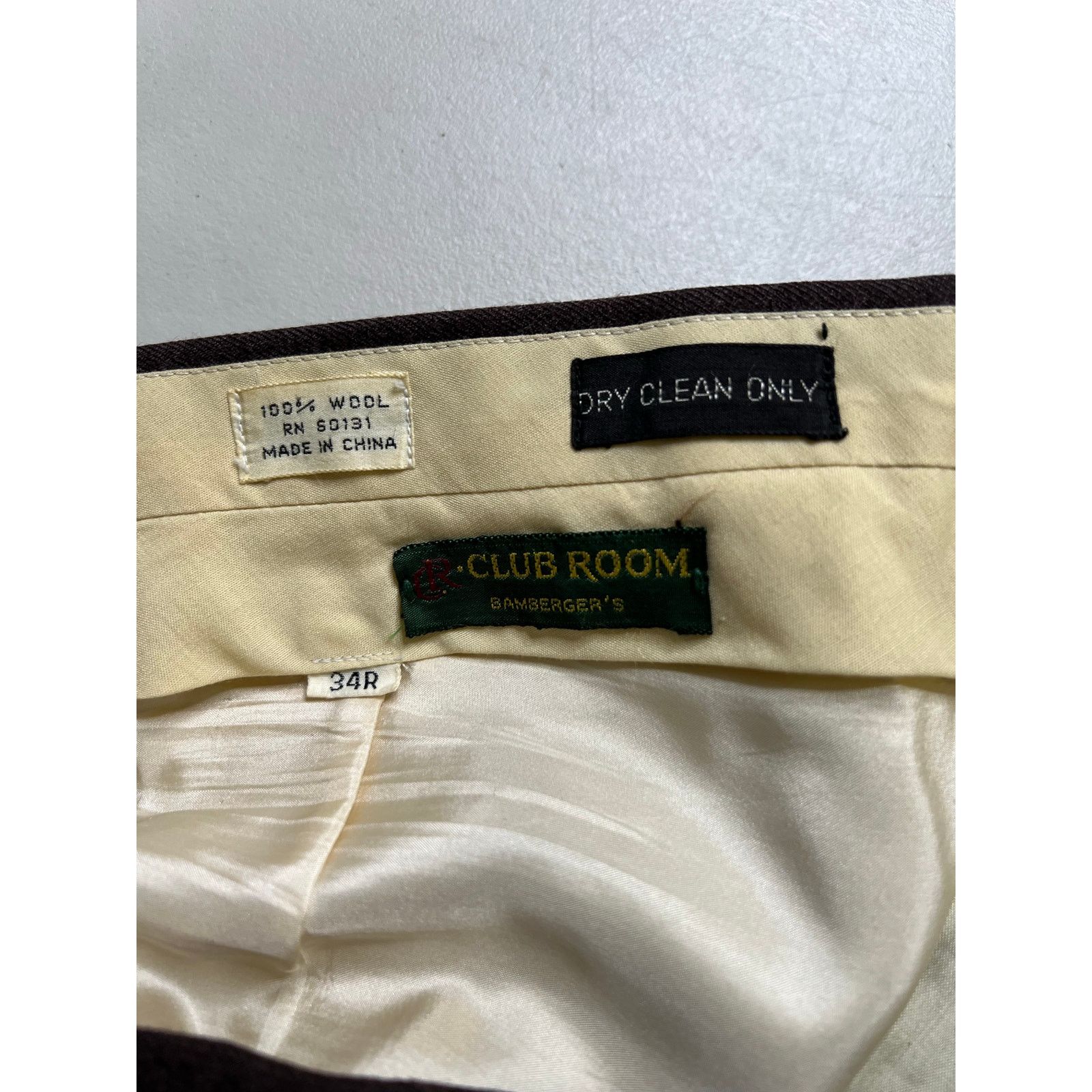 Club Room Club Room Bamberger’s 100% Wool Dress Pants Brown 34R 90s Size US 34 / EU 50 - 2 Thumbnail
