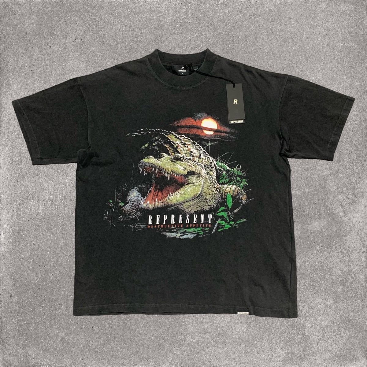Represent Clo. Represent Small Destructive Appetite Grey Tee Crocodile Size US S / EU 44-46 / 1 - 1 Thumbnail