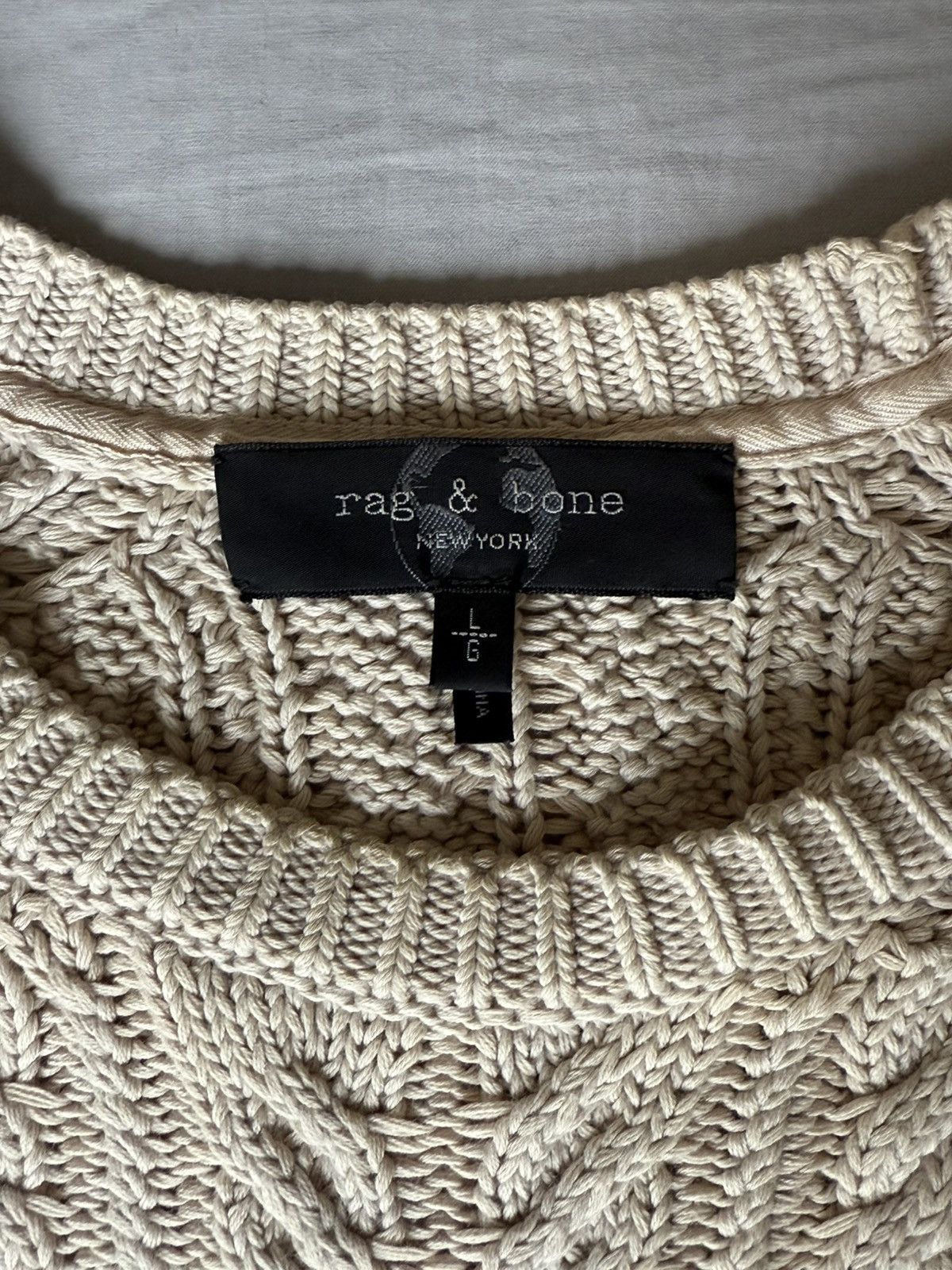 Rag & Bone Rag & Bone Dexter Aran Beige Knit Sweater Size US L / EU 52-54 / 3 - 2 Thumbnail