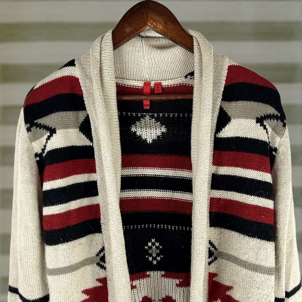 Saks Fifth Avenue Saks Fifth Avenue Sweater Cardigan Womens Medium Acrylic Wool Aztec Boho Multicolor Long Sleeve Size M / US 6-8 / IT 42-44 - 1 Thumbnail