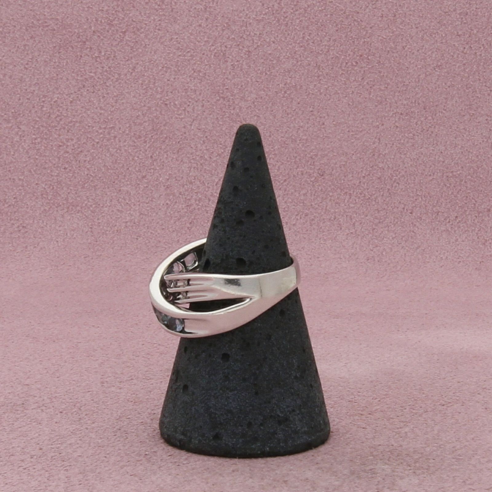 Sterling Silver sterling silver diamond & blue topaz crossover ring 7.25 Size ONE SIZE - 4 Thumbnail