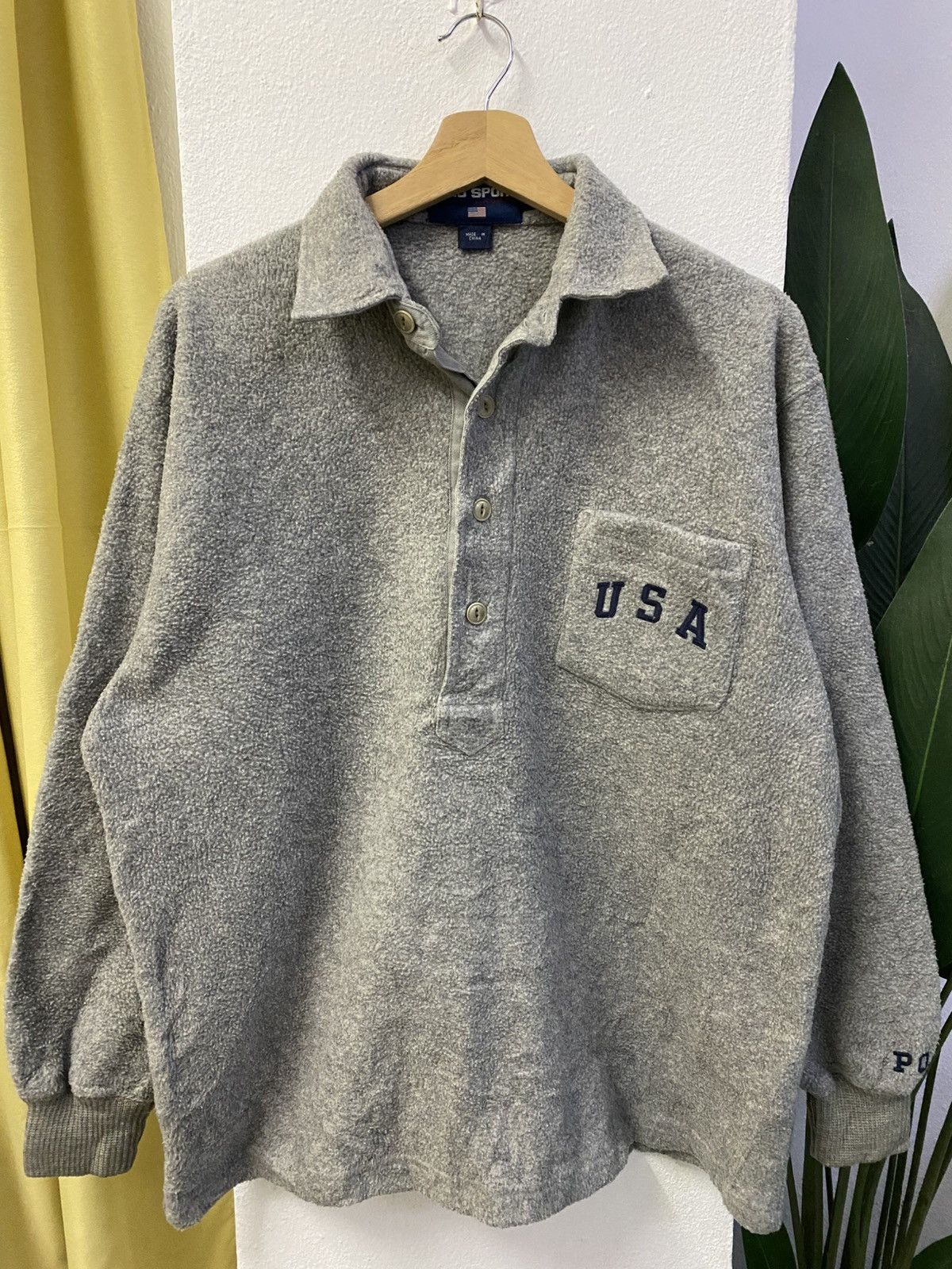 Polo Ralph Lauren × Ralph Lauren × Vintage Vintage Polo Sport Ralph Lauren Collared Fleece Sweatshirt Size US M / EU 48-50 / 2 - 1 Thumbnail