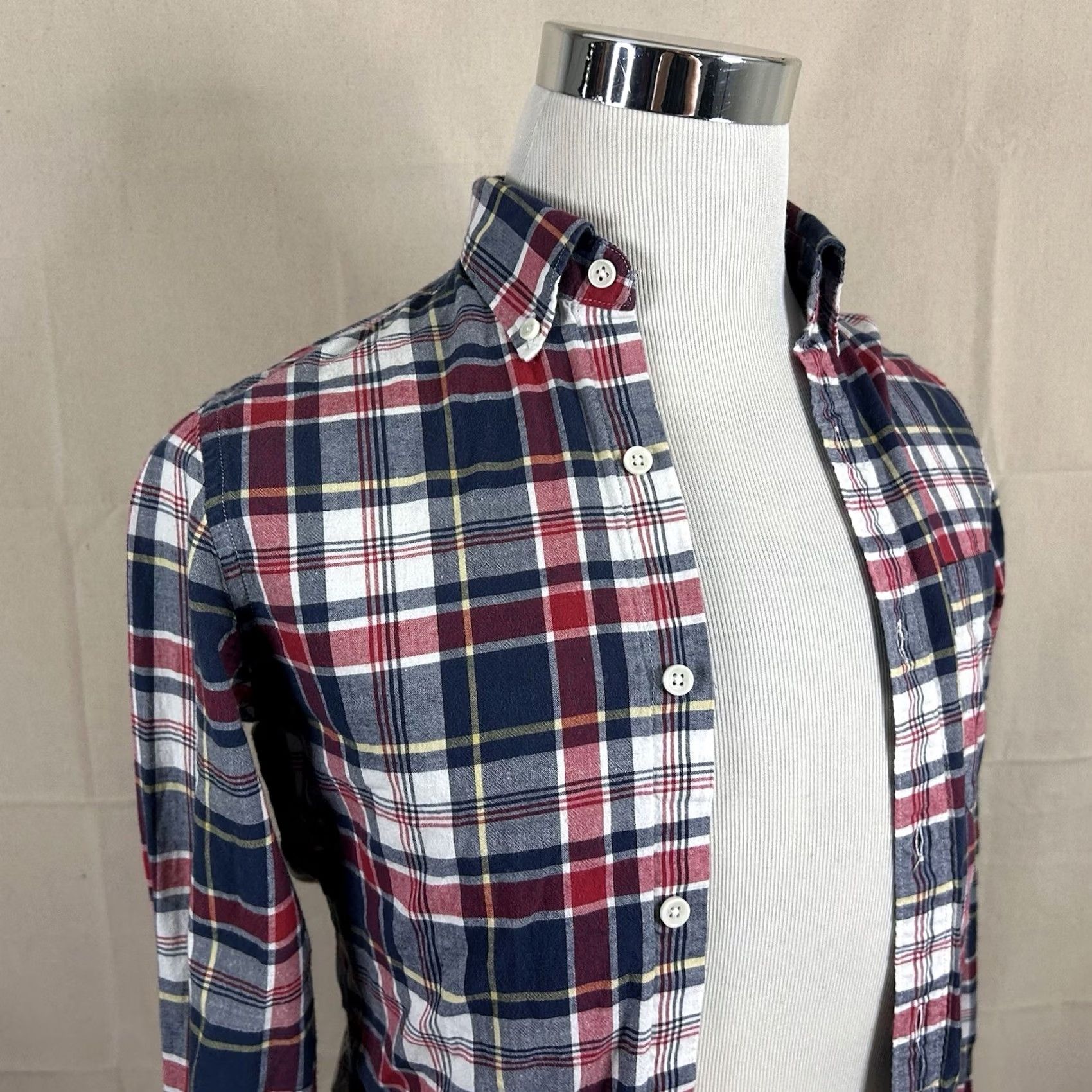 J.Crew J.CREW XS Slim Fit Shirt Red White Blue Plaid 100% Cotton Casual Button Down Mens Size US XS / EU 42 / 0 - 2 Thumbnail
