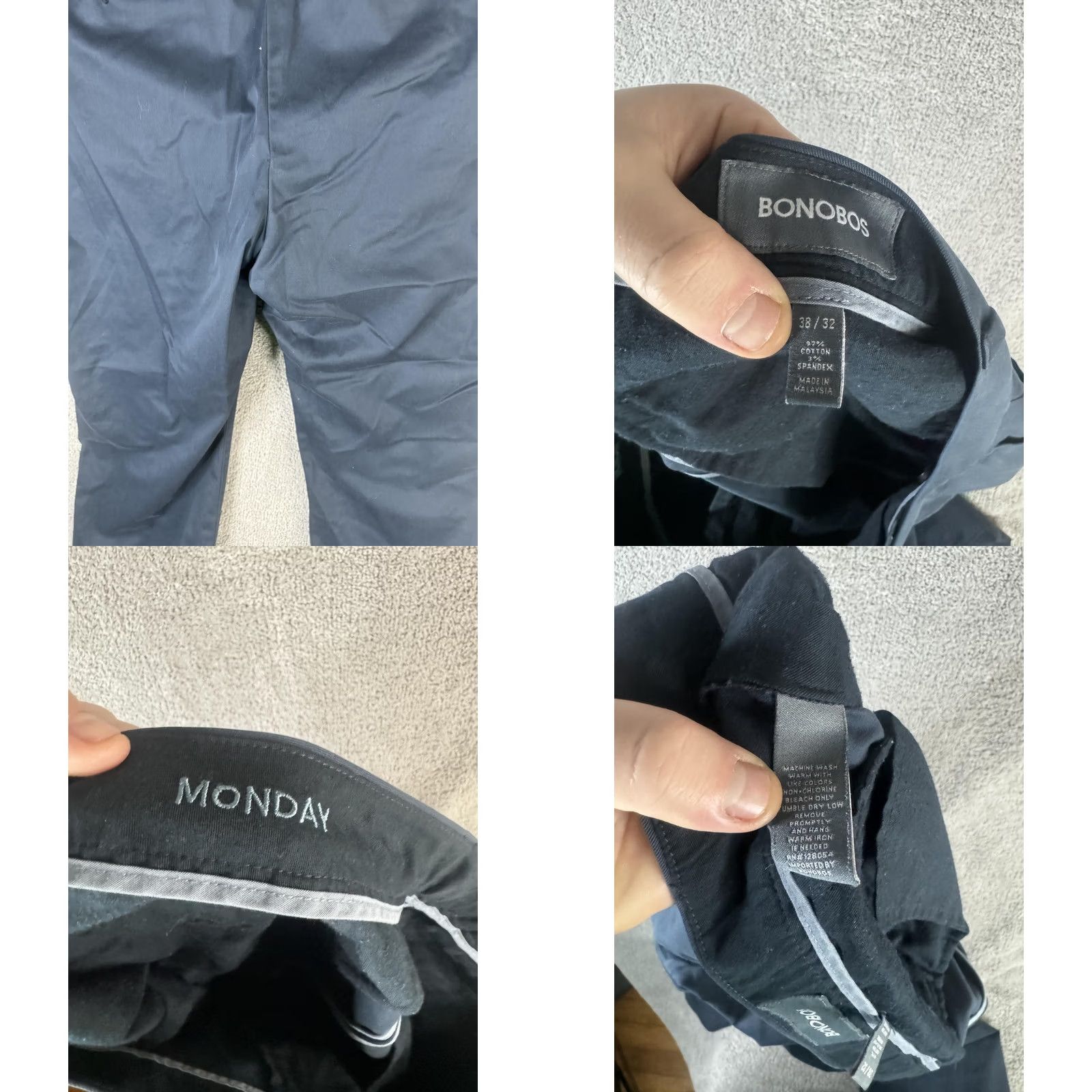 Bonobos Bonobos Pants Mens 38x32 Weekday Warrior Navy Blue Chino Flat Front Straight Leg Casual Dress Size US 38 / EU 54 - 10 Thumbnail
