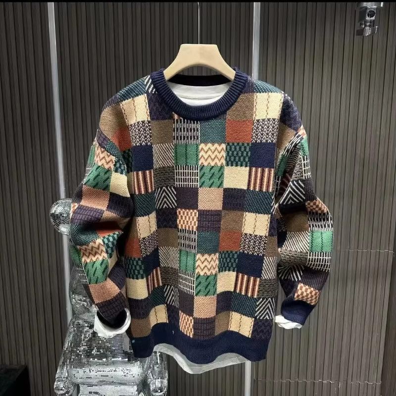 Japanese Brand Plaid Simplicity Trend Temperament Knitting Top Sweater Size US M / EU 48-50 / 2 - 1 Thumbnail
