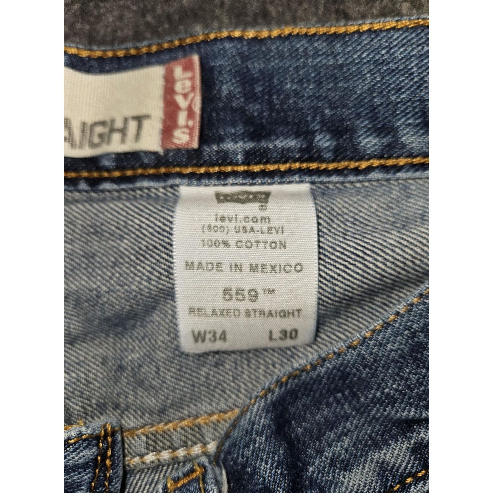 Levi's VINTAGE Levi's 559 Jeans Mens 34x30 Blue Relaxed Straight Y2K Denim Distressed Size US 34 / EU 50 - 3 Thumbnail