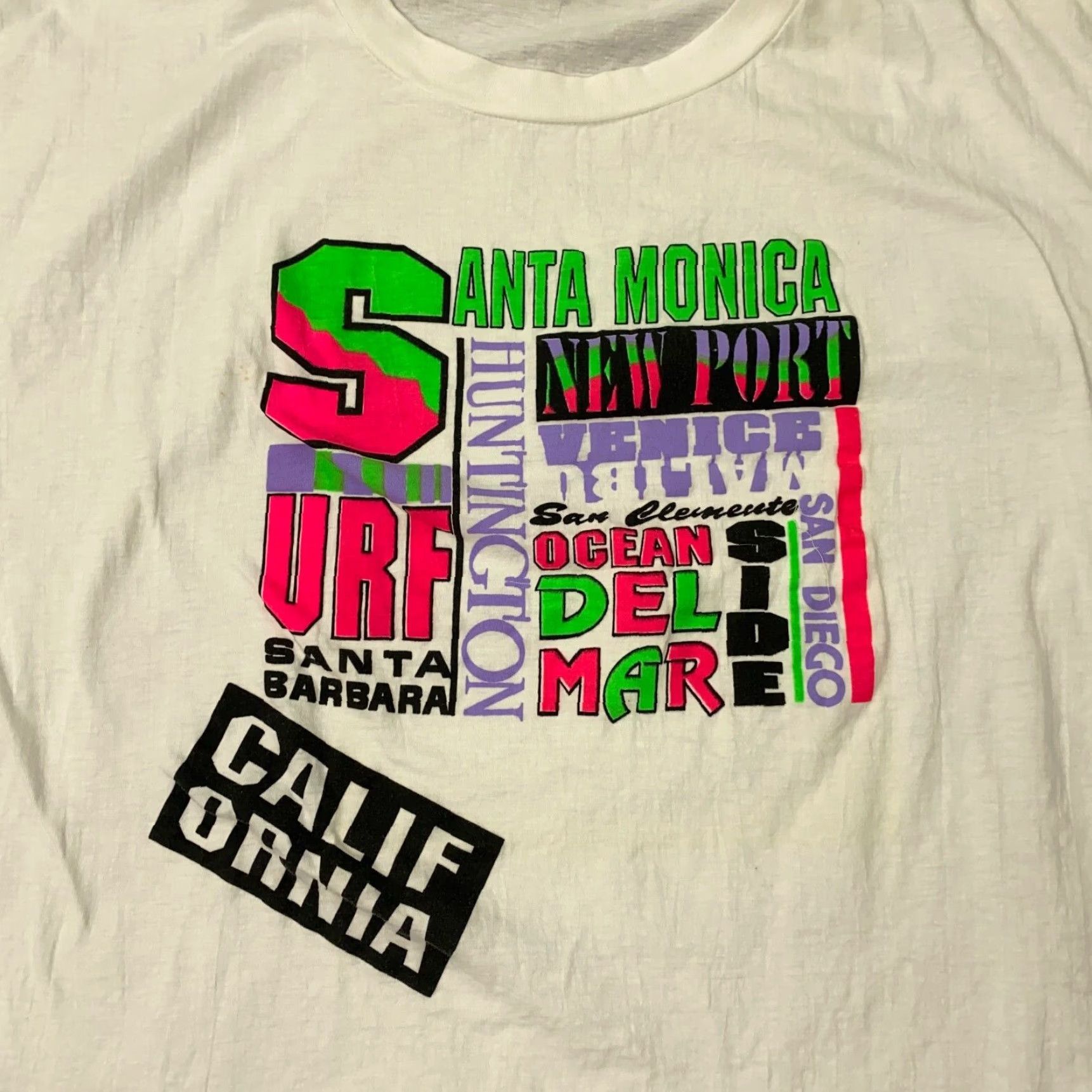 Vintage VINTAGE T World California Shirt XL White Beach Surf Tee 90s Mens Size US XL / EU 56 / 4 - 2 Thumbnail
