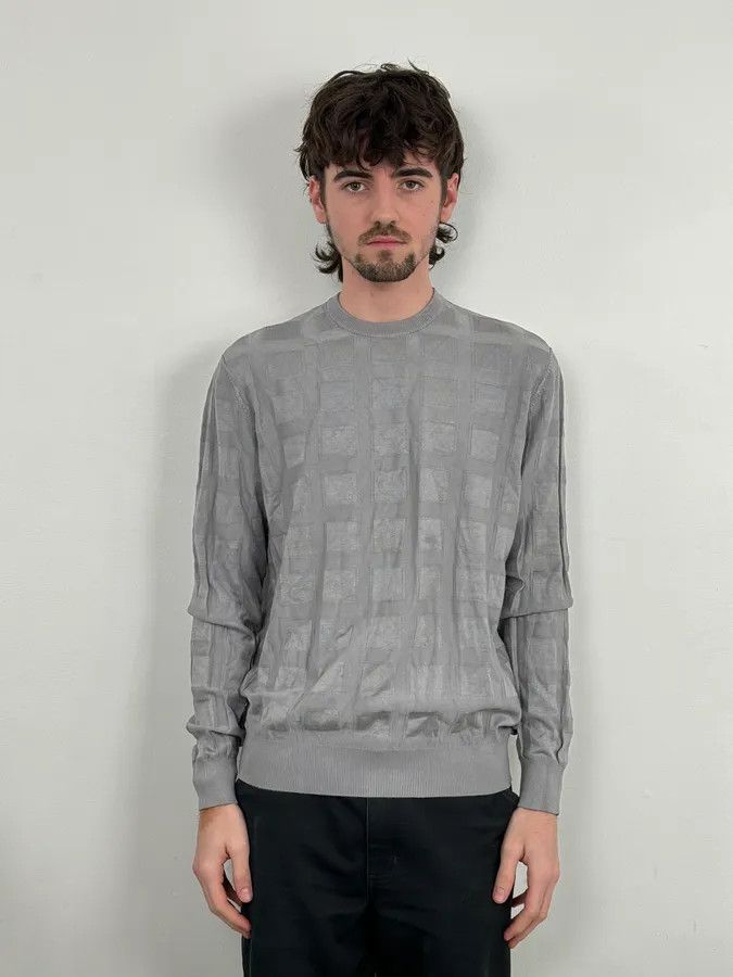 Emporio Armani SS2019 Emporio Armani Grey Geometrical Cozy Sweater Size US M / EU 48-50 / 2 - 2 Thumbnail
