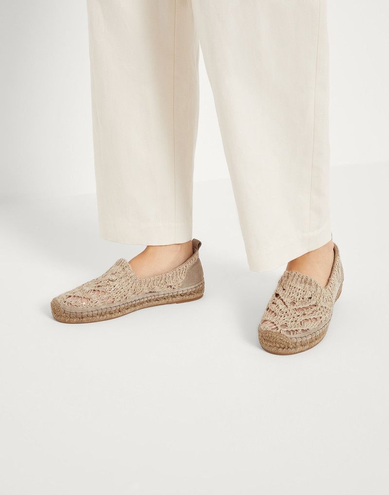Brunello Cucinelli o1la1rc1a0326 Dazzling Foliage Suede Espadrilles Flats Beige Size US 9 / IT 39 - 2 Thumbnail