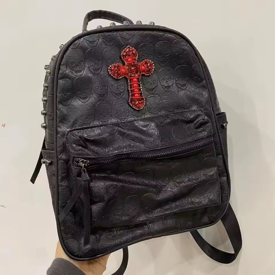 Other Gothic Punk Backpack Cross Skeleton School Skull Bag Size ONE SIZE - 2 Thumbnail