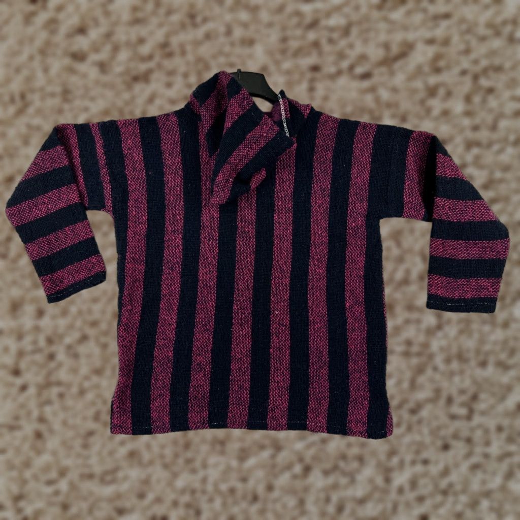 Vintage Baja Hoodie Mens Medium Red Black Acrylic Drug Rug Pocket Sweater Made Mexico Size US M / EU 48-50 / 2 - 1 Thumbnail