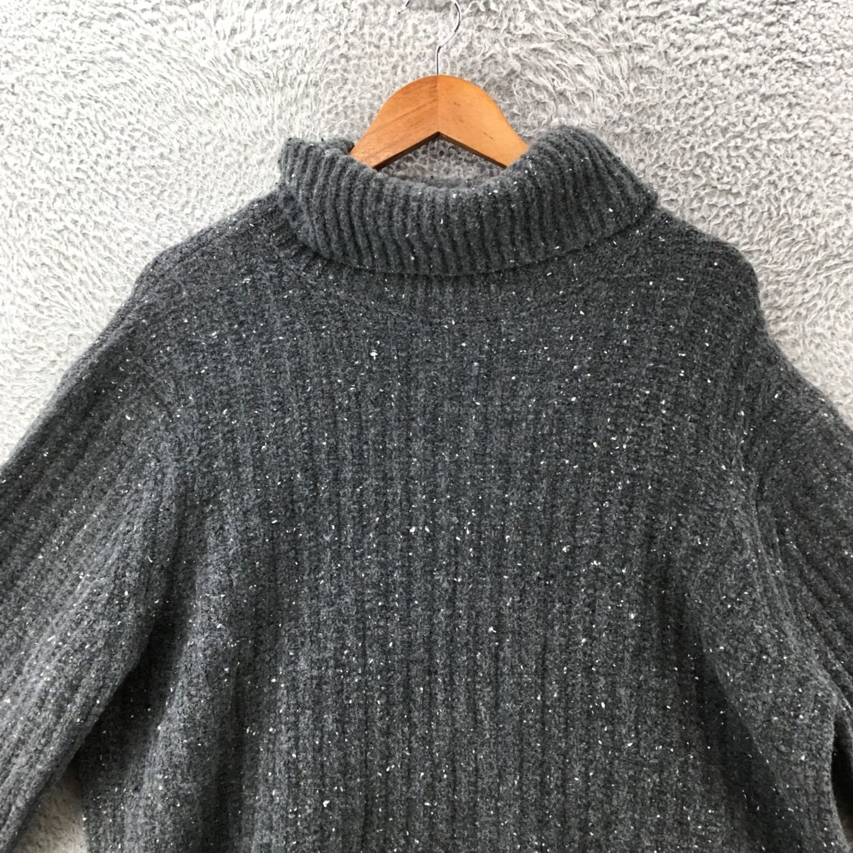 Vintage Universal Thread Pullover Sweater Womens 2XL Gray Polyester Turtle Neck Dolman Sleeve Knit Top Regular Fit Size XXL / US 16-18 / IT 52-54 - 2 Thumbnail
