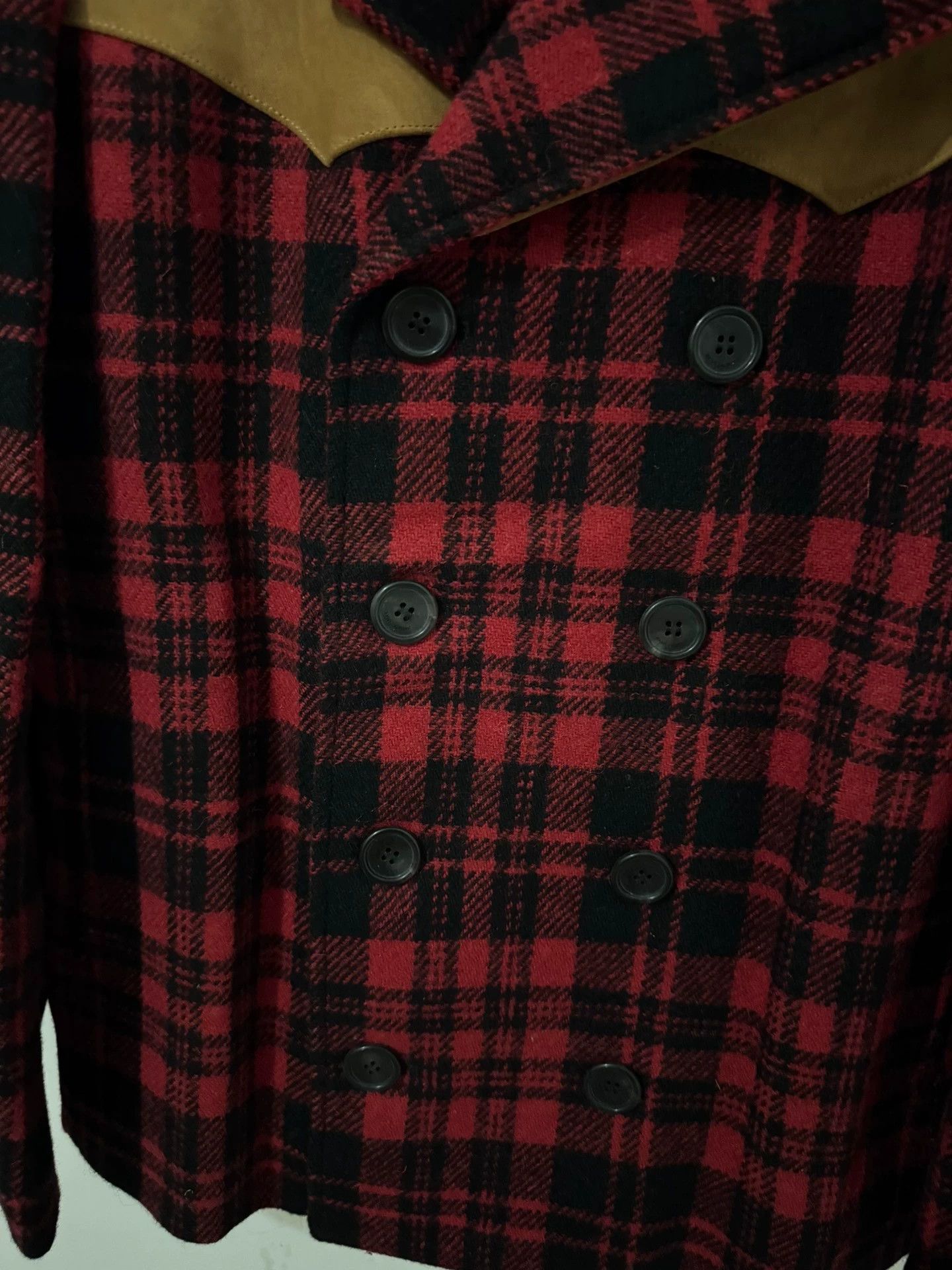 Saint Laurent Paris Saint Laurent SLP suede patchwork black and red plaid coat Size US M / EU 48-50 / 2 - 4 Thumbnail