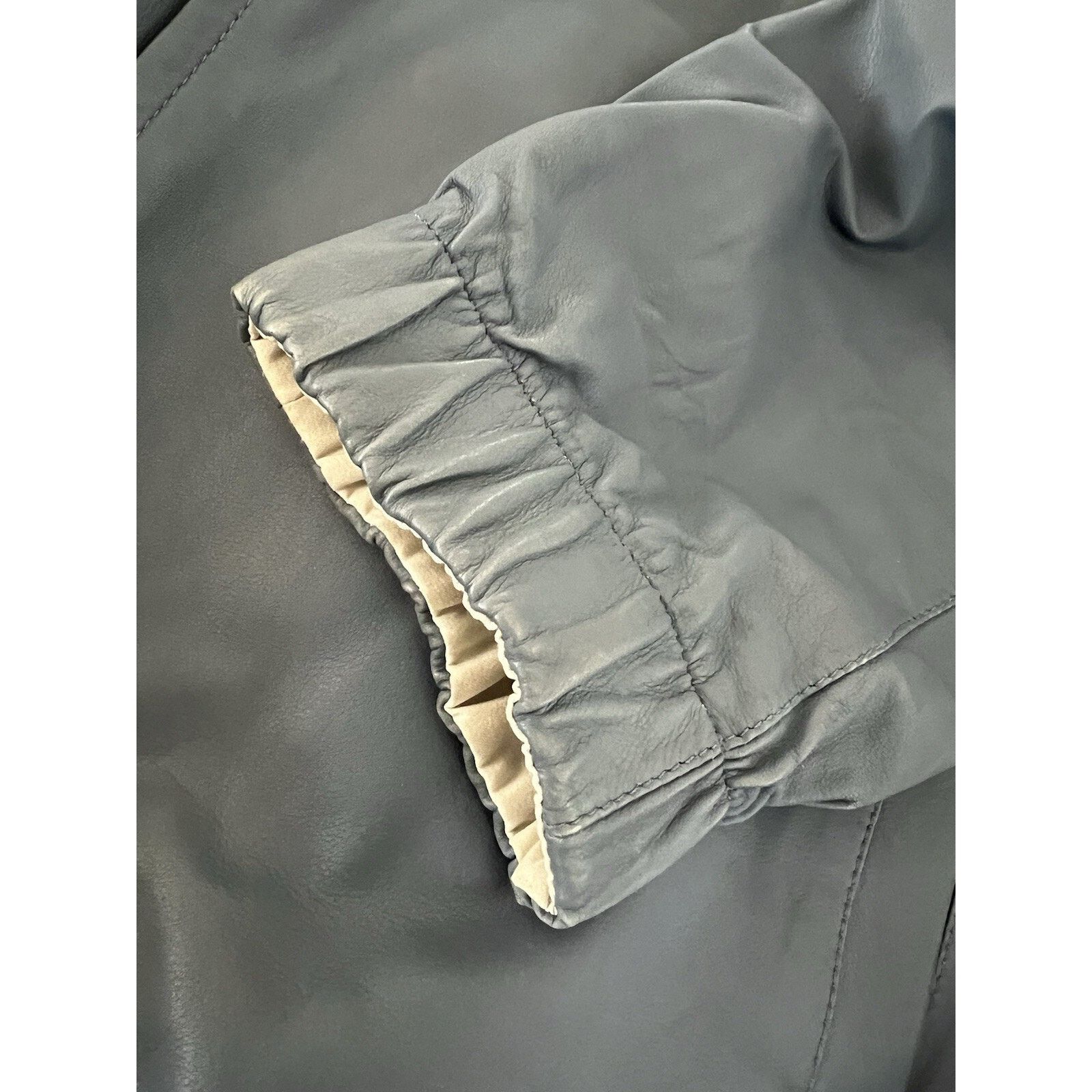 Loro Piana $6,950 Loro Piana Bomber Leather Reversible Blue/Ivory IT52 Size US L / EU 52-54 / 3 - 4 Thumbnail