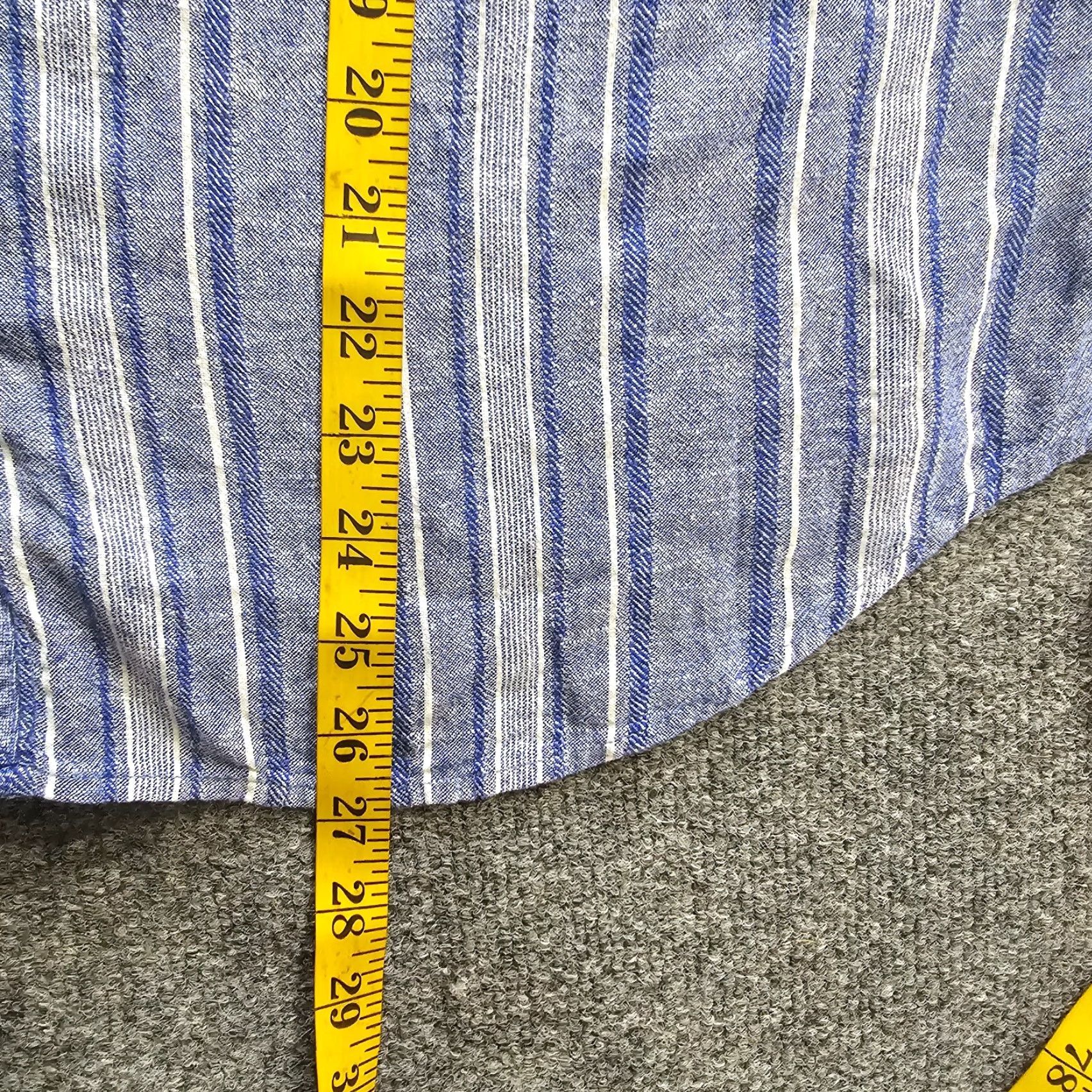 Vintage Susan Graver Top Women XL Petite Blue Linen Striped Button Long Sleeve Casual Blouse Size XL / US 12-14 / IT 48-50 - 6 Thumbnail