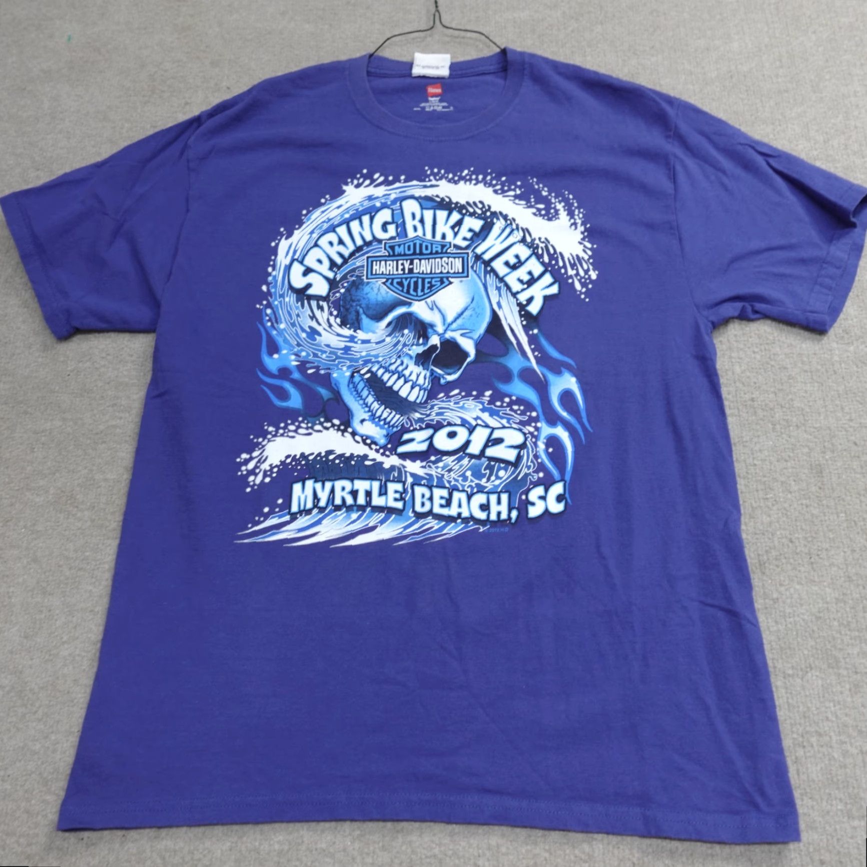 Harley Davidson Harley-Davidson Shirt T-Shirt Blue L USA Double-Sided Graphic Print Men's Short Sleeve Crew Neck 2021 Myrtle Beach Bike Week Size US L / EU 52-54 / 3 - 2 Thumbnail