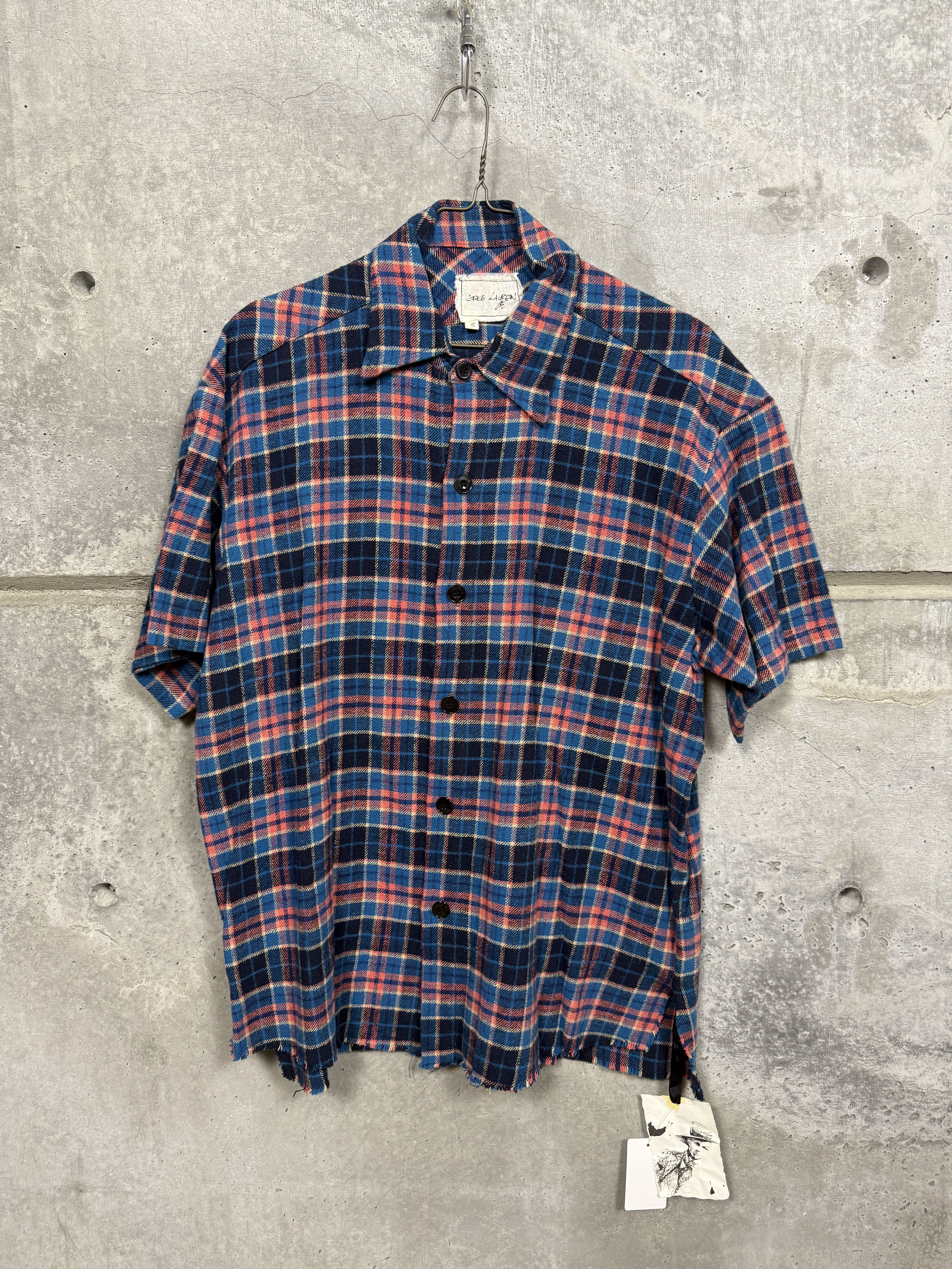 Greg Lauren $795 Greg Lauren Plaid Short Sleeve Shirt Size US L / EU 52-54 / 3 - 4 Thumbnail