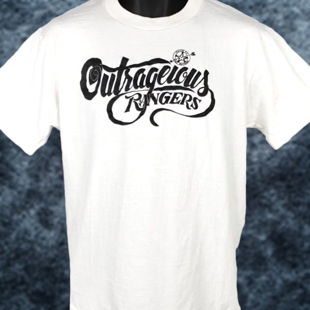 JCPenney VINTAGE Outrageous Rangers T Shirt Mens Size Medium 80s Santa Fe Made In USA JC Penney White 100% Cotton Graphic Tee Mood: 80s Mens Size US M / EU 48-50 / 2 - 1 Thumbnail