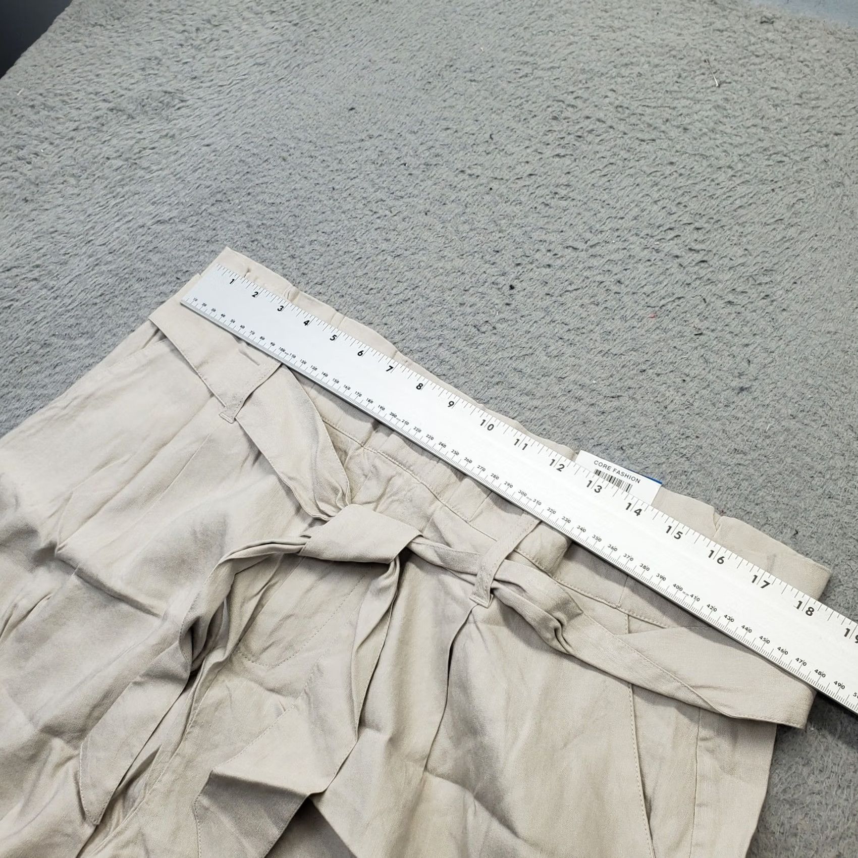 Vintage INC International Concepts Shorts Womens XL Tan Regular Tie Waist Mid Rise Linen Paperbag Shorts XL Tan Womens Size XL Adults Size 40" / US 18 - 4 Thumbnail