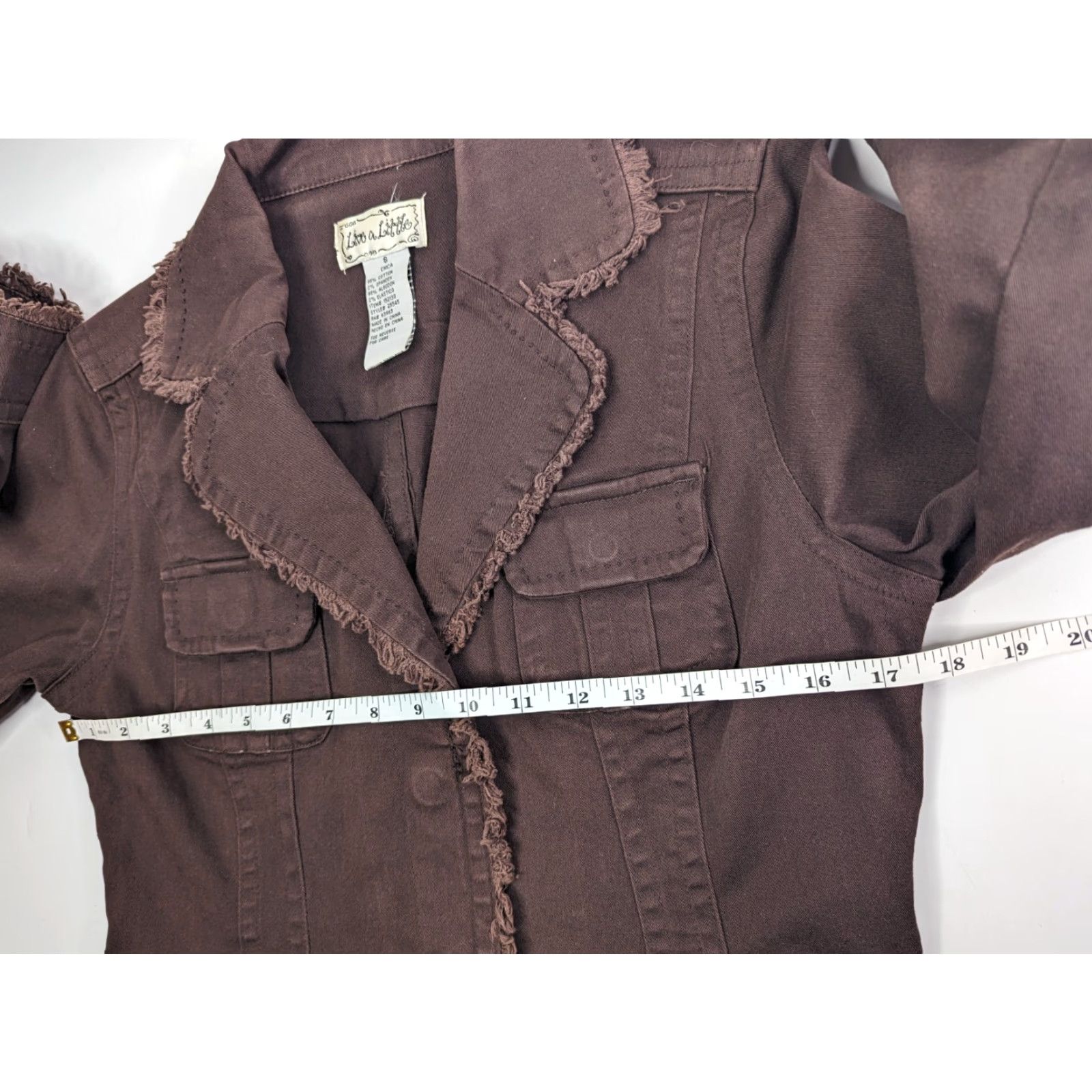 Olive Live a Little Jacket Womens Size Small Fringed Brown Snap On Button Pockets Size S / US 4 / IT 40 - 5 Thumbnail
