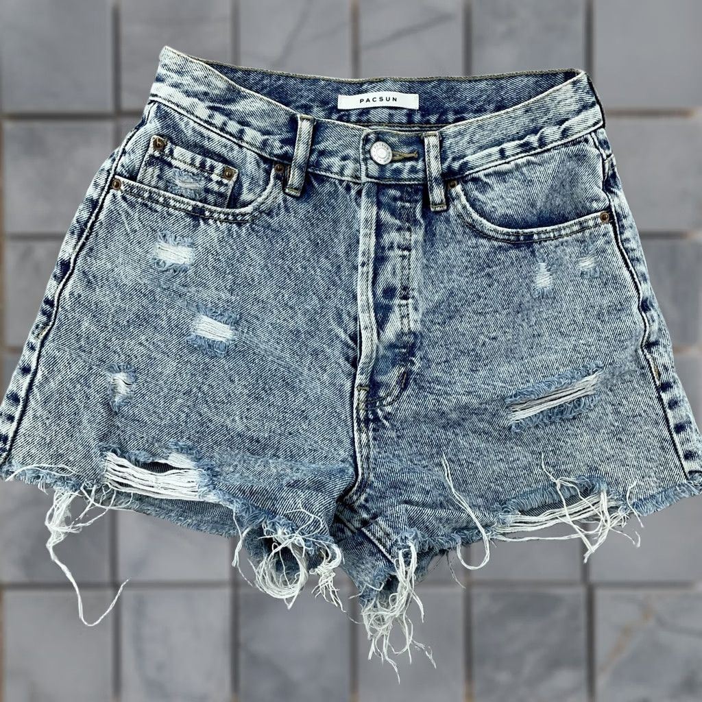 Pacsun VINTAGE PacSun Shorts Womens 25 Denim Ultra High Rise Distressed Cutoff Size 42" / US 20 - 1 Thumbnail