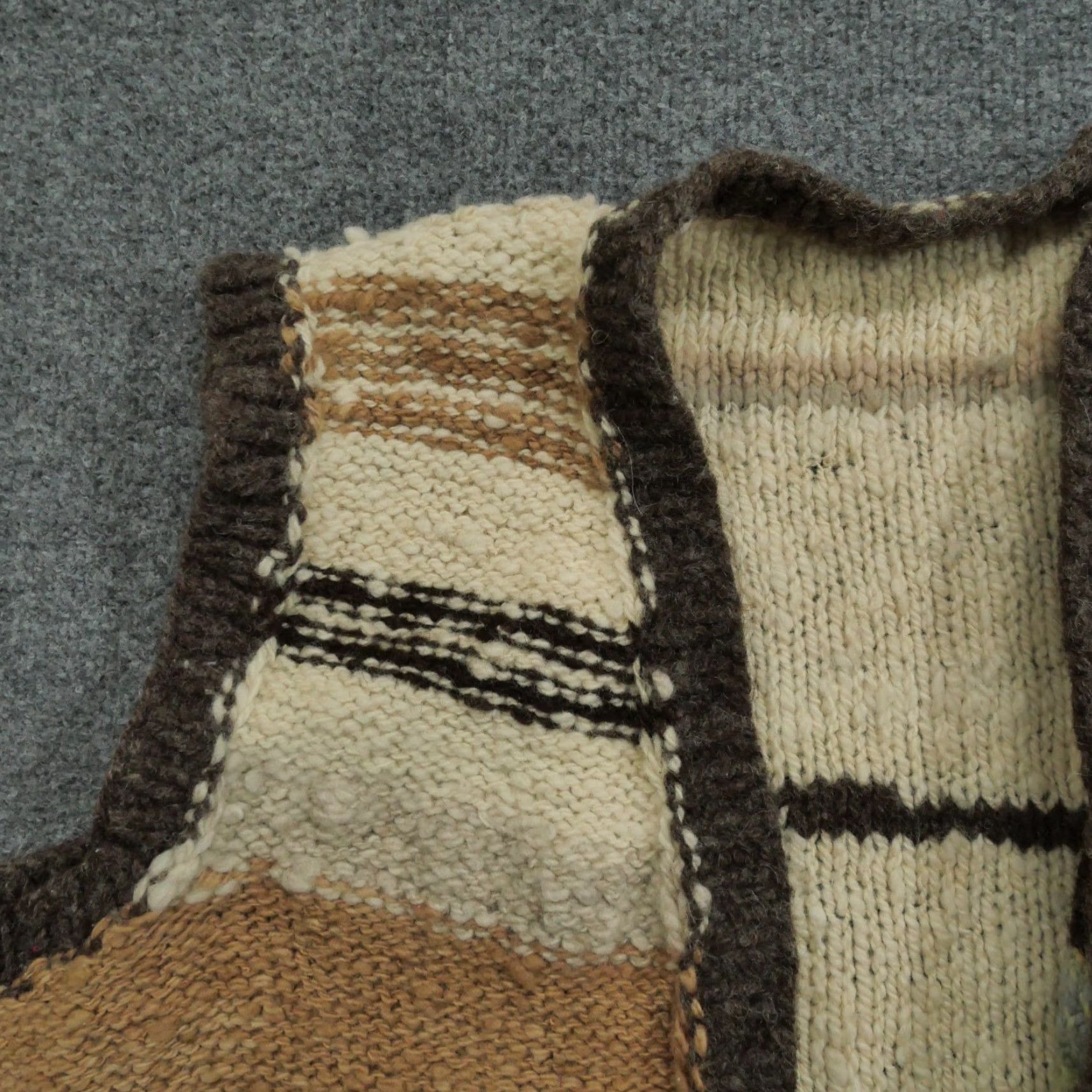 Vintage VINTAGE Handmade Sweater Vest Womens XL Brown Purple Striped Hippy Rag Cardigan Knit Wool V-Neck Casual Winter Size XL / US 12-14 / IT 48-50 - 3 Thumbnail