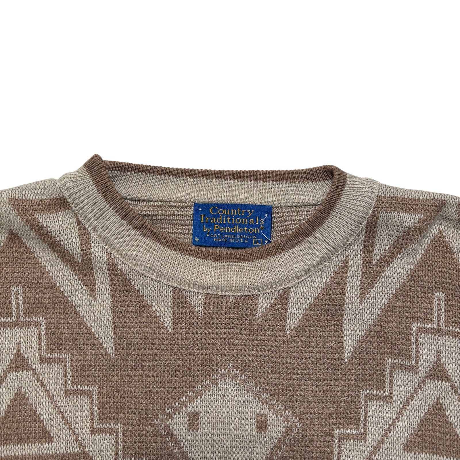 Pendleton VTG 70s Pendleton Aztec Western Brown Pullover Knit Sweater Size US L / EU 52-54 / 3 - 2 Thumbnail