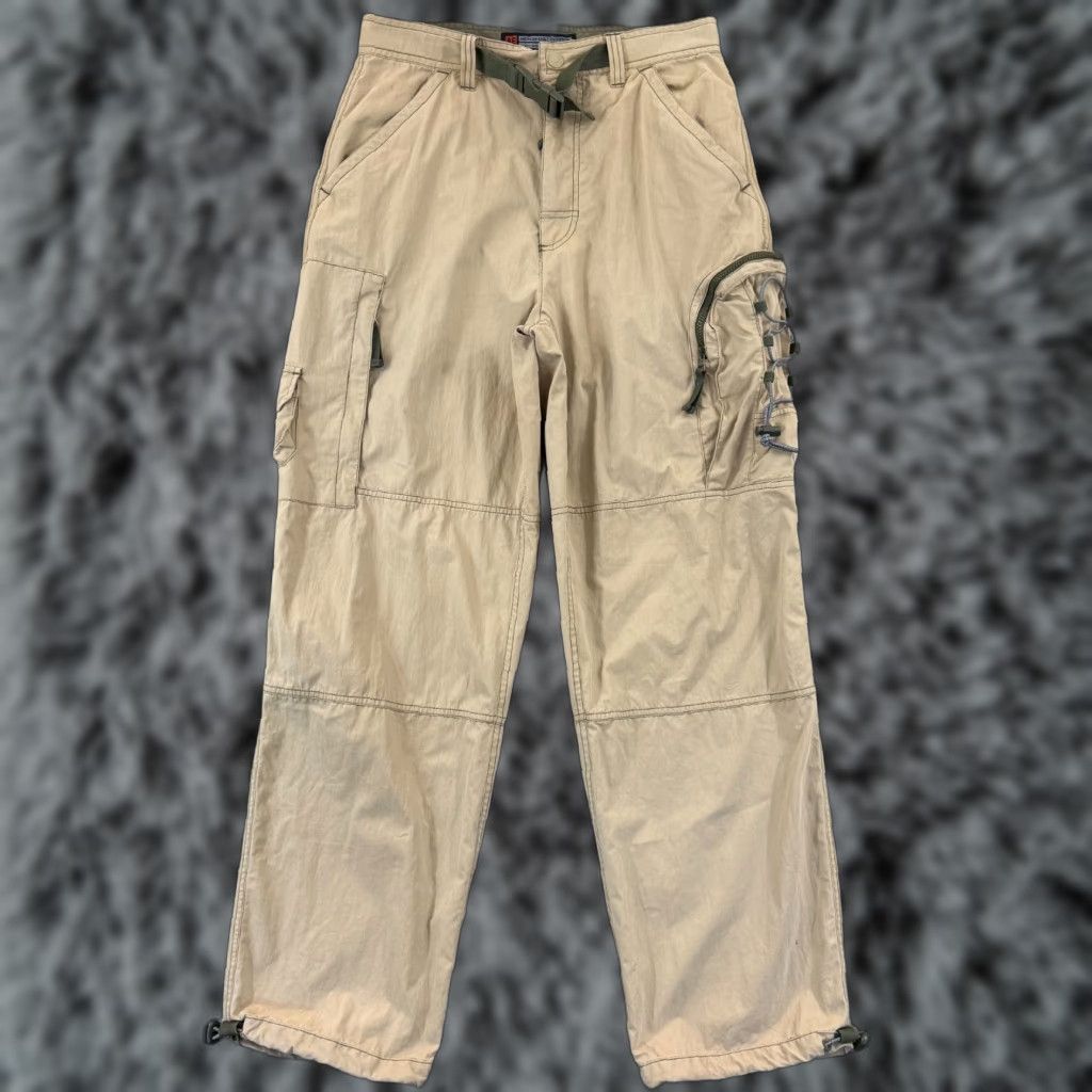 VINTAGE American Eagle Outfitters Pants Mens 31x32 Tan Cargo Pockets Paratropper Gorpcore Street USA City 90s Mens