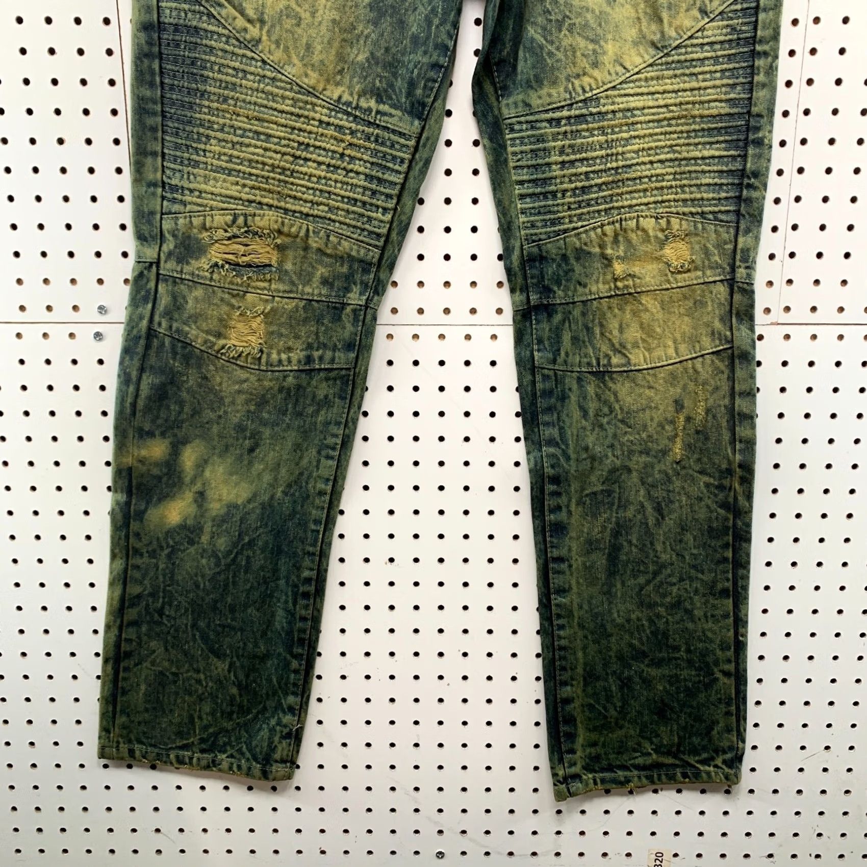 Southpole VINTAGE South Pole Moto Denim Jeans Mens 38x34 Green Acid Wash 38x33 Fits 90s Y2K Straight Jeans Mens Size US 38 / EU 54 - 3 Thumbnail