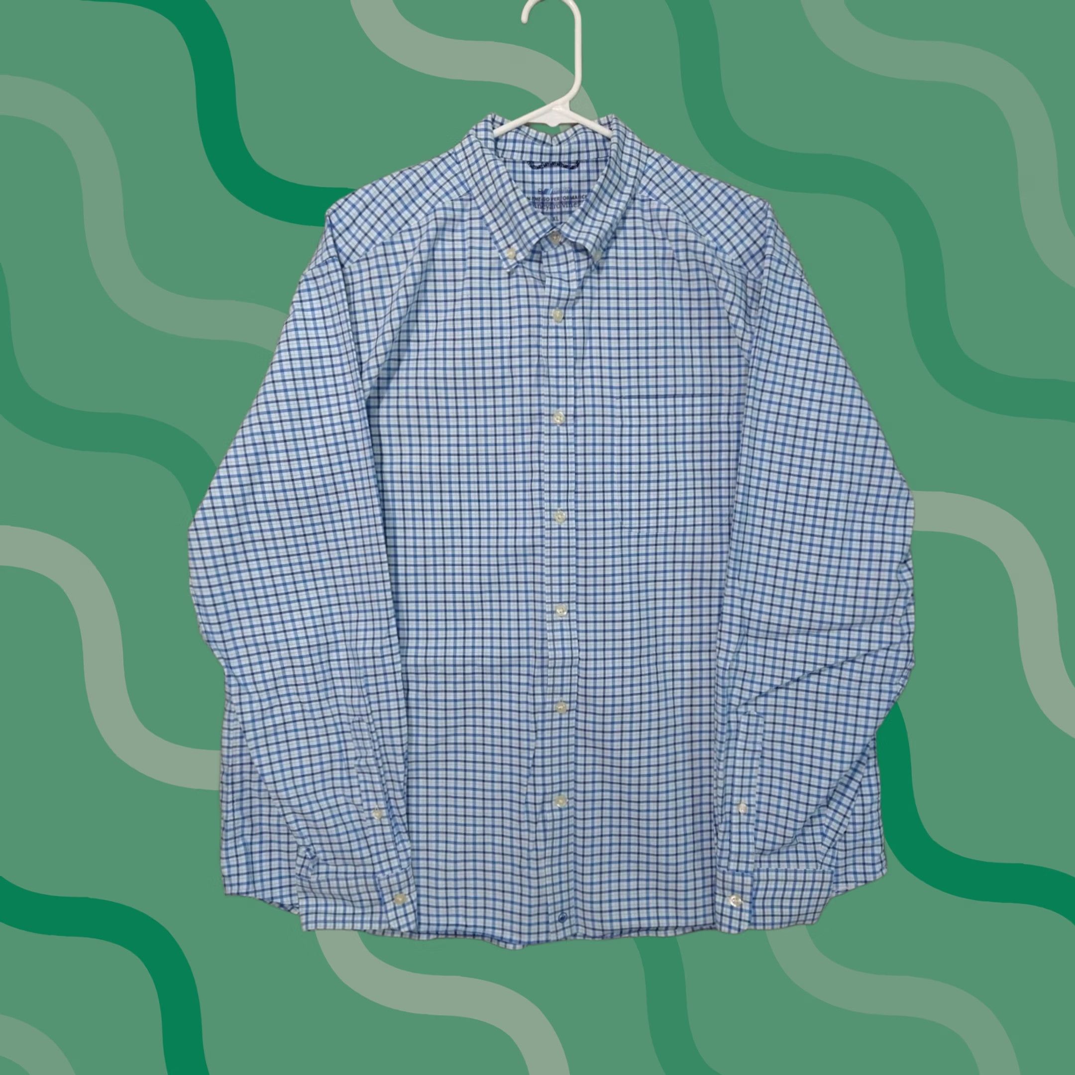 Vineyard Vines Vineyard Vines Shirt Mens XL Blue Plaid On The Go Performance Long Sleeve Button-Up Collared Casual All Seasons Pockets 50in Chest Mens Size US XL / EU 56 / 4 - 1 Thumbnail