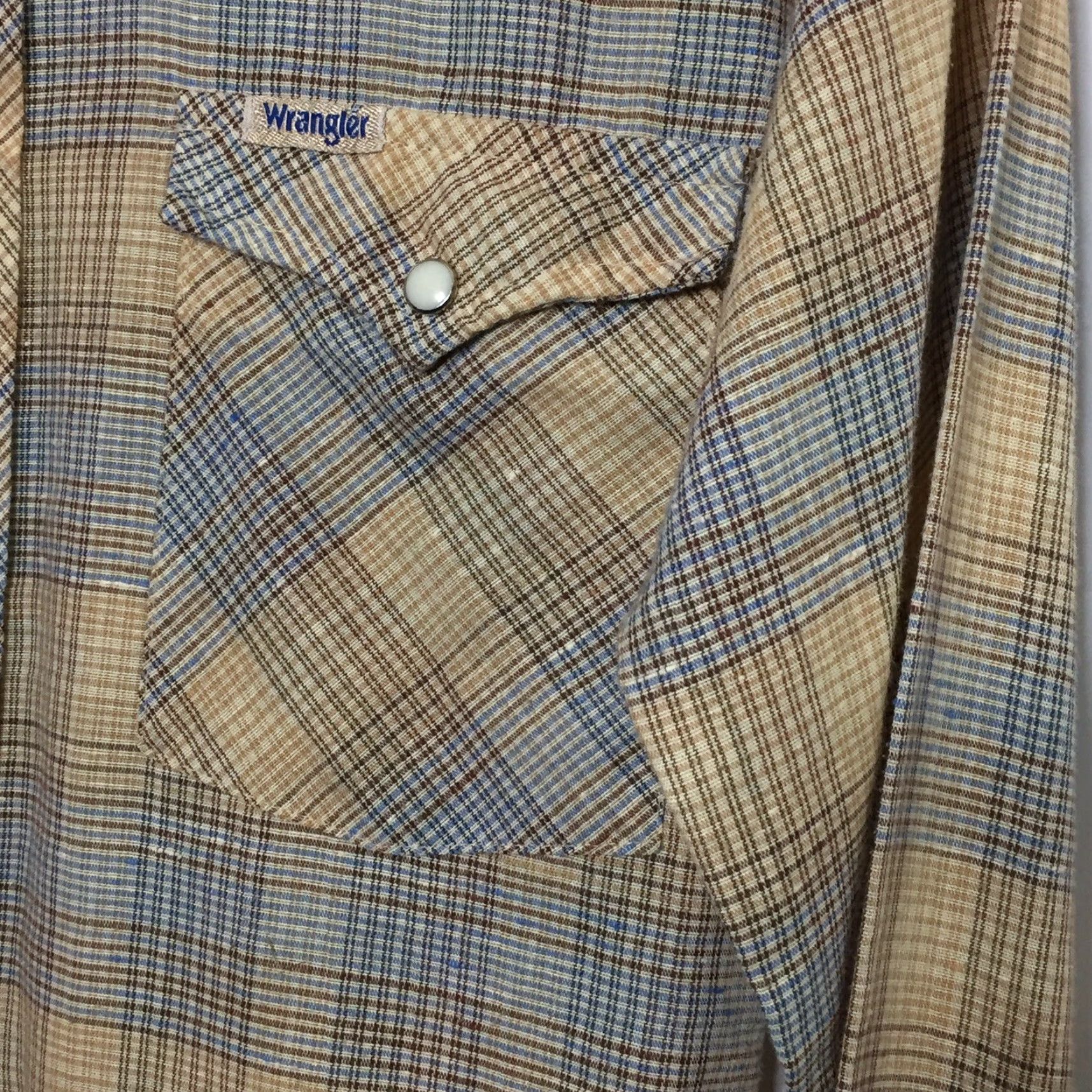 Wrangler VTG Wrangler Shirt Mens 16 Beige Plaid Long Sleeve Button-Up Snap Western Shirt Mens X16 Beige Plaid Long Sleeve Wrangler VTG Size US L / EU 52-54 / 3 - 4 Thumbnail