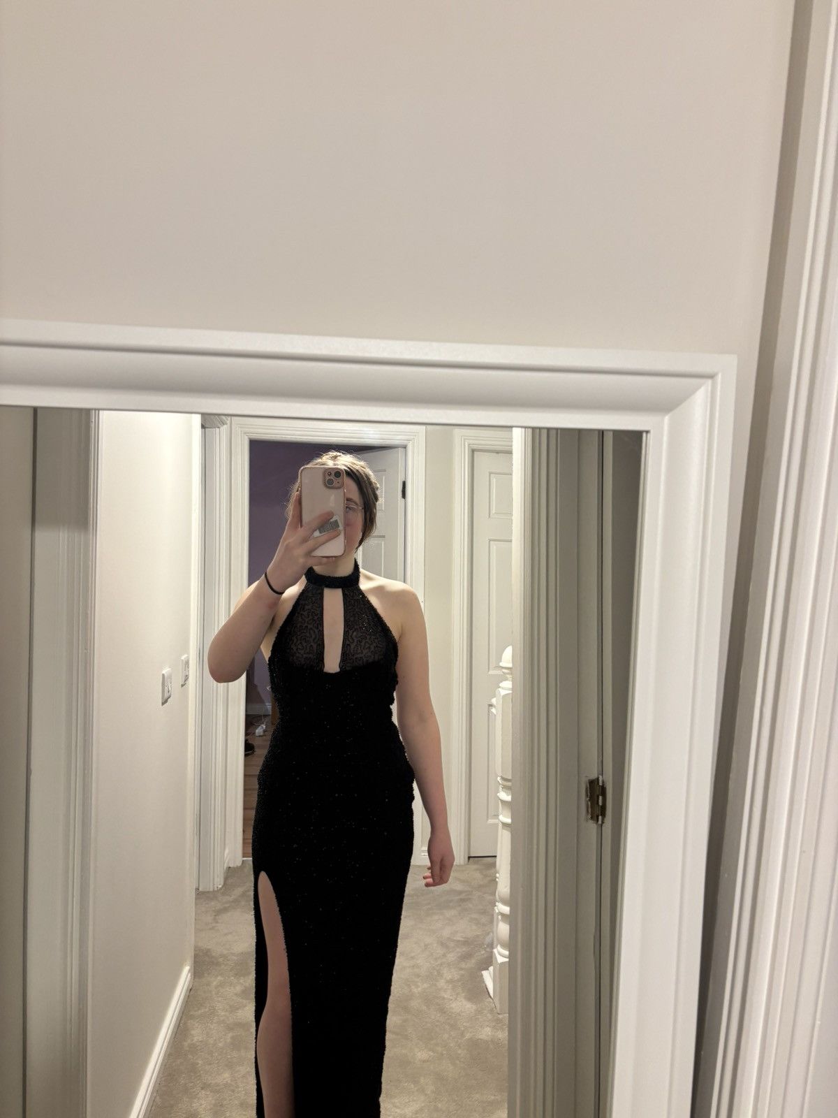 black and green dress for funeral Princess Polly Women's Vinelle Sequin Long Sleeve Velvet Minidress - Black main image 1