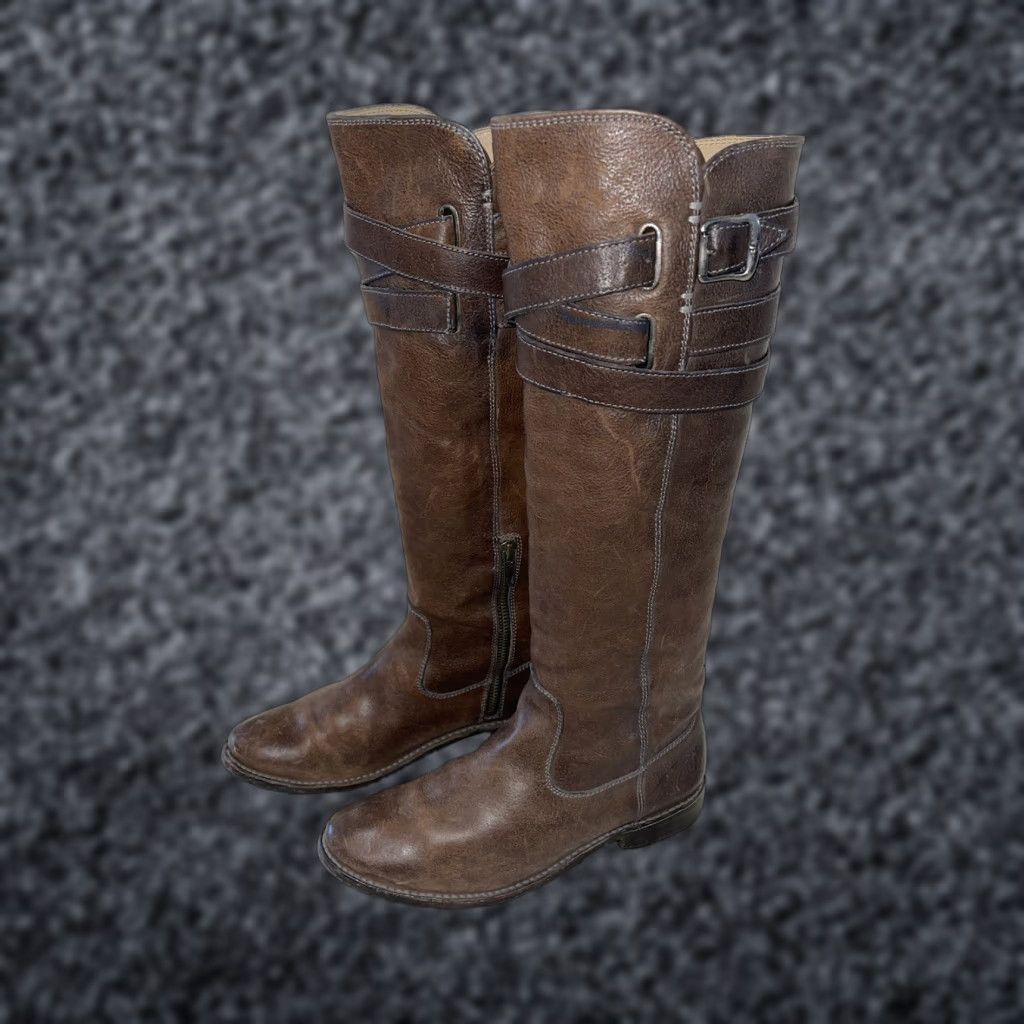 Frye Boots Knee High Shirley 77750 Strappy Long Brown  display picture 2