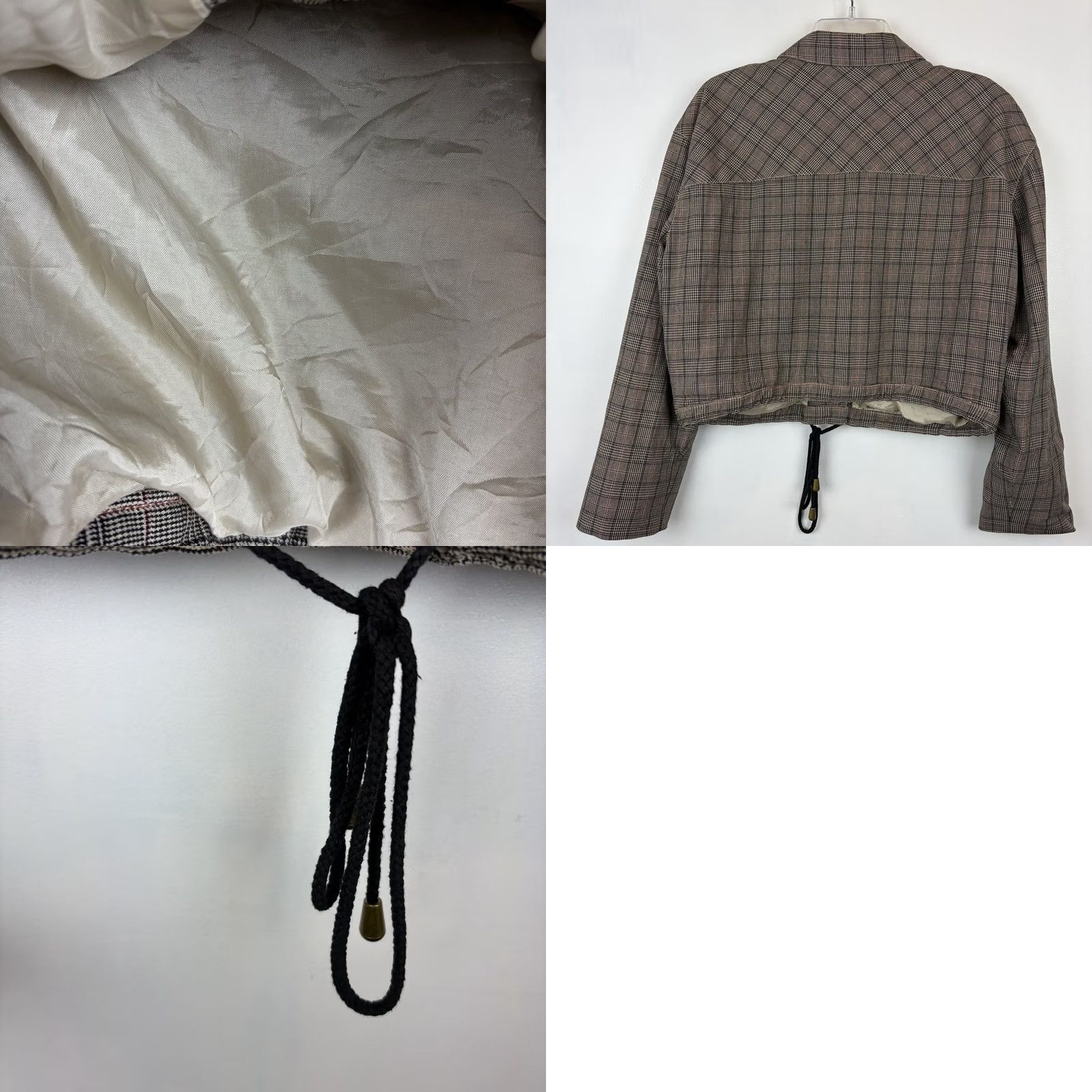 Emanuel Ungaro VINTAGE Emanuel Ungaro Jacket Womens 10 Beige Plaid Button Office Casual Wool 18" Shoulder 21" Underarms Beige Womens Jacket Size L / US 10 / IT 46 - 9 Thumbnail