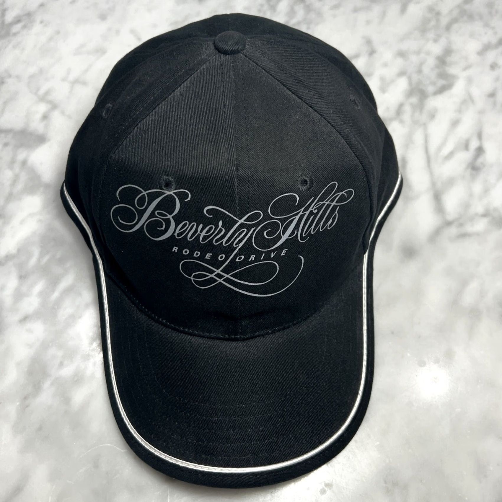 Vintage VINTAGE Rodeo Drive Beverly Hills Hat Strapback Black Silver Cotton Men One Size Adjustable Baseball Cap Size ONE SIZE - 4 Thumbnail