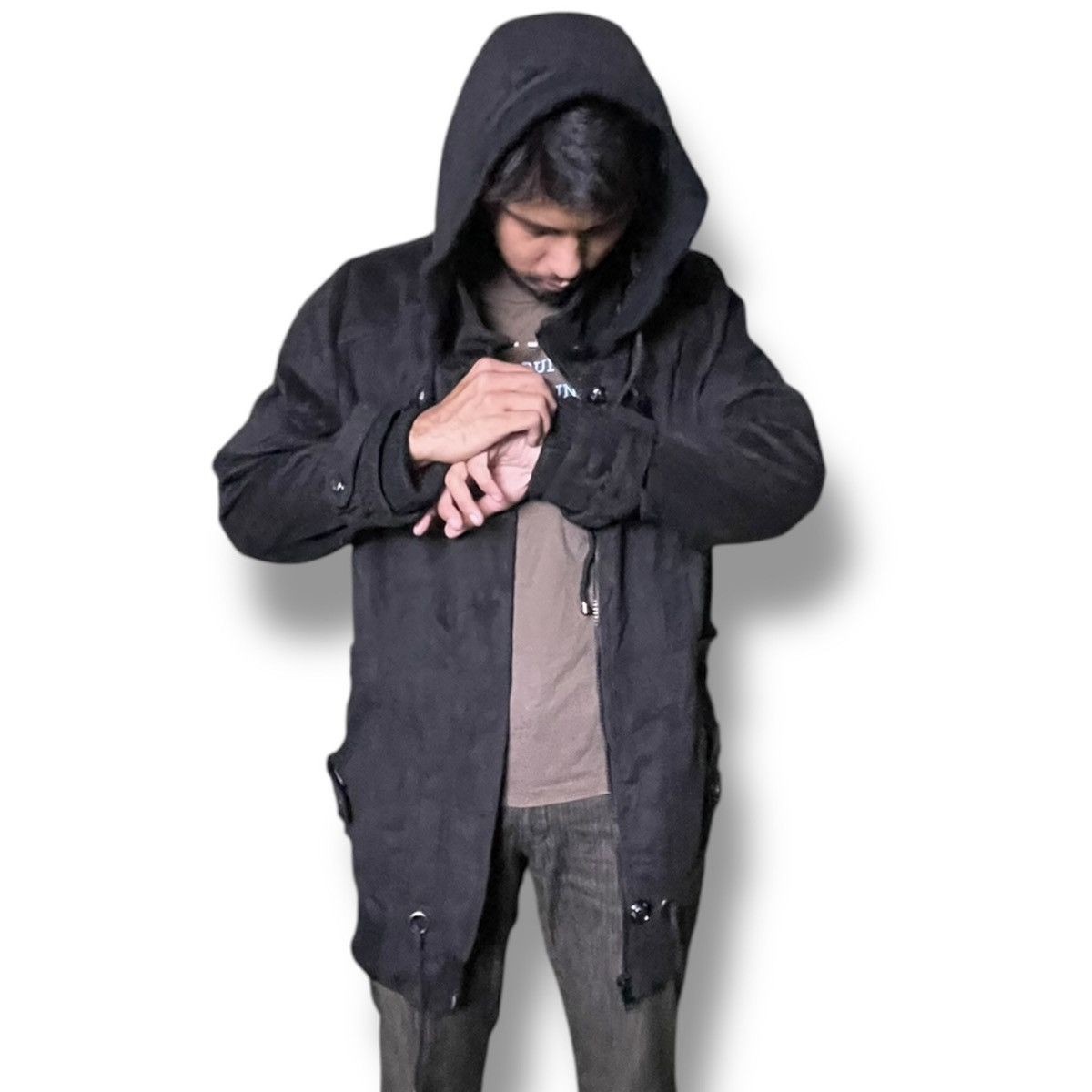 If Six Was Nine × Japanese Brand × Yasuyuki Ishii CRAZY ANGEL BUTTON UP ZIPPER PUNK GOTHIC WOOL HOODIE JACKET Size US XXL / EU 58 / 5 - 17 Thumbnail