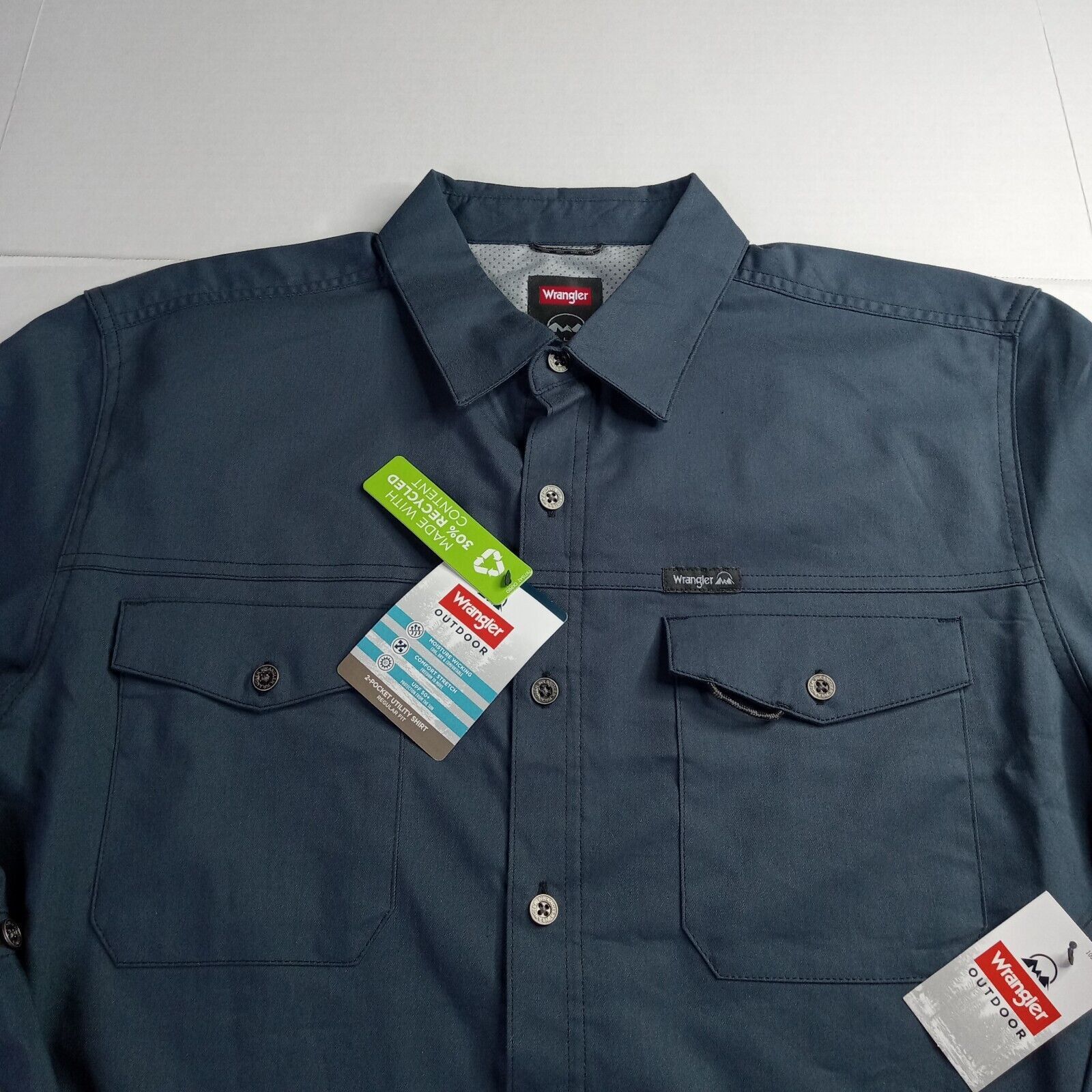Wrangler Wrangler Shirt Men's L Blue Convertible Sleeves 2-Pockets Size US L / EU 52-54 / 3 - 4 Thumbnail