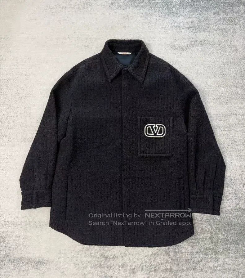 Valentino Valentino Navy tweed coat Size L / US 10 / IT 46 - 1 Thumbnail