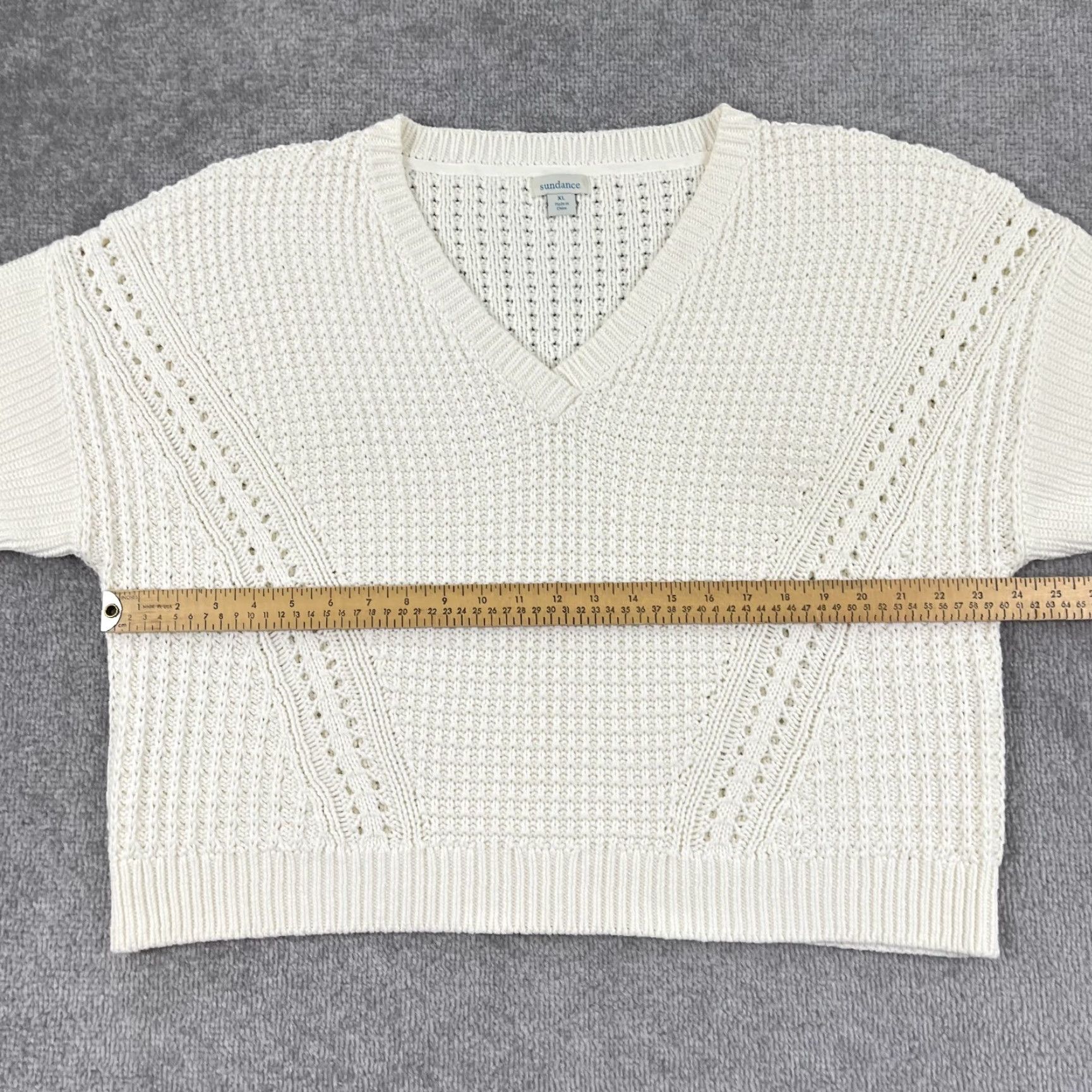 Vintage Sundance Sweater Womens XL White Chunky Knit Short Sleeve V-Neck Casual Retro Size XL / US 12-14 / IT 48-50 - 5 Thumbnail