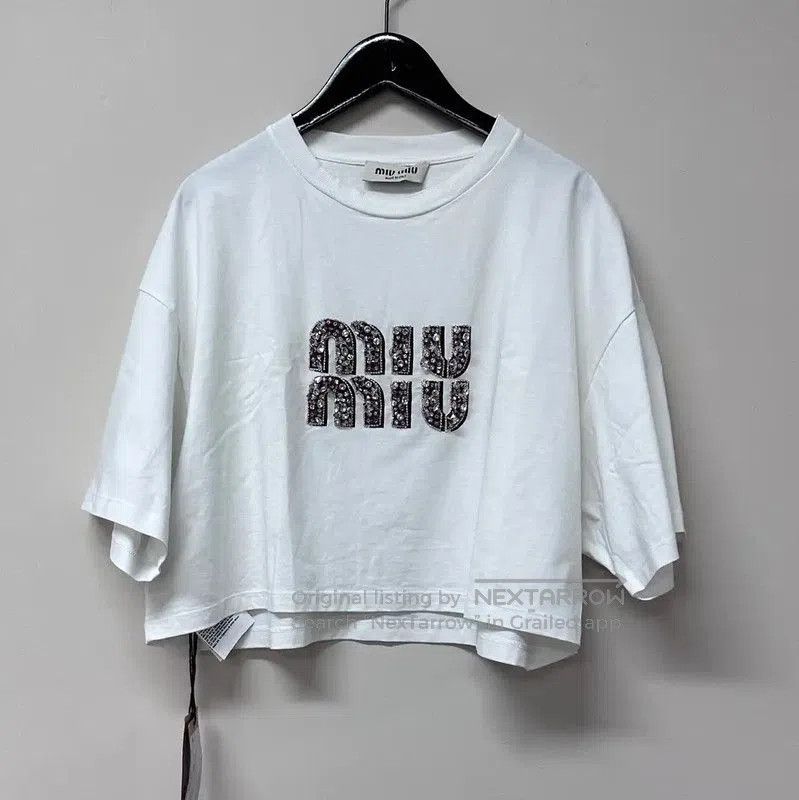 Miu Miu Miu Miu White Cotton Short Sleeve T-Shirt . Size M / US 6-8 / IT 42-44 - 1 Thumbnail