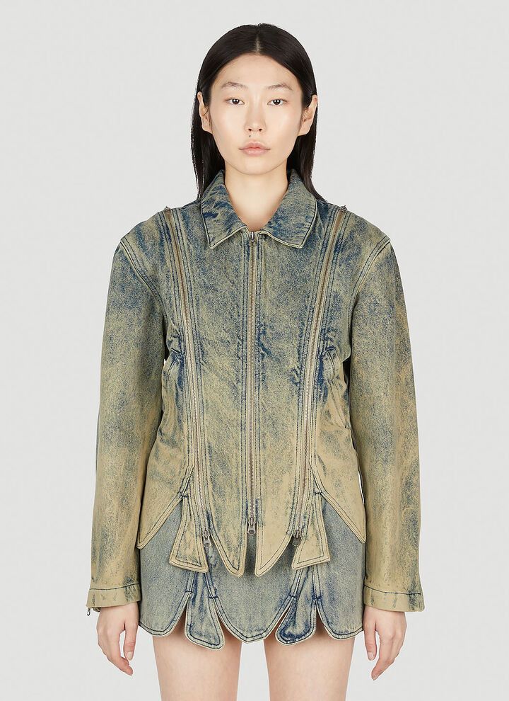 Y/Project o1mle0524 Tudor Zip Denim Jacket in Light Blue Size S / US 4 / IT 40 - 2 Thumbnail