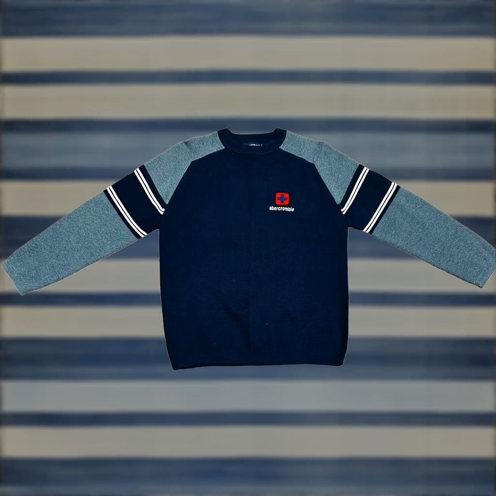 Abercrombie & Fitch VINTAGE Abercrombie & Fitch Original Goods 92 Pullover Sweater Adult Large Blue Gray Knitted Y2K Mens Size US L / EU 52-54 / 3 - 1 Thumbnail