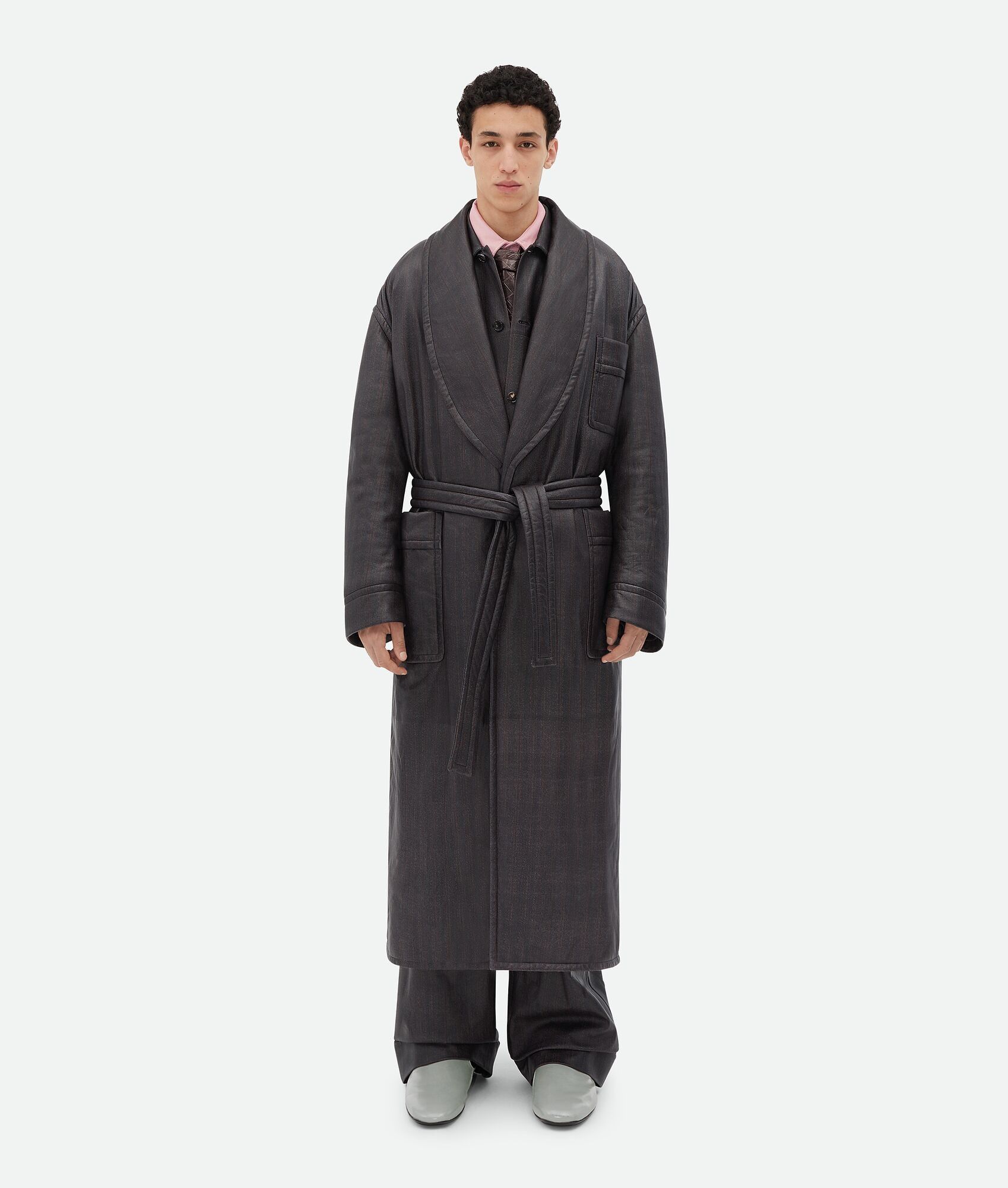 Bottega Veneta o1bcso1str0225 Printed Leather Chevron Coat in Black Size US M / EU 48-50 / 2 - 1 Thumbnail