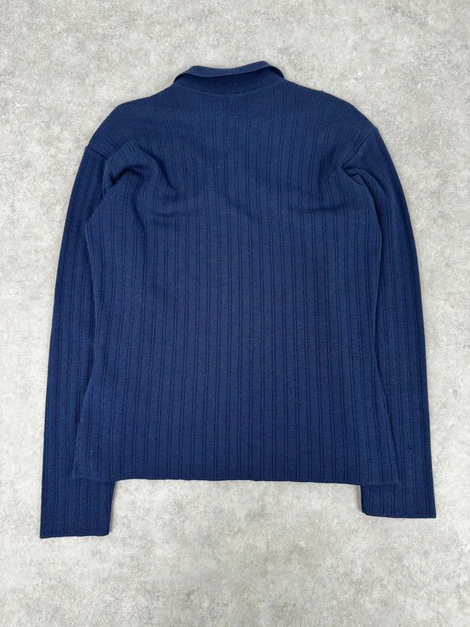 Versace Versace Navy Flat Wool Longsleeve Polo Size M / US 6-8 / IT 42-44 - 4 Thumbnail