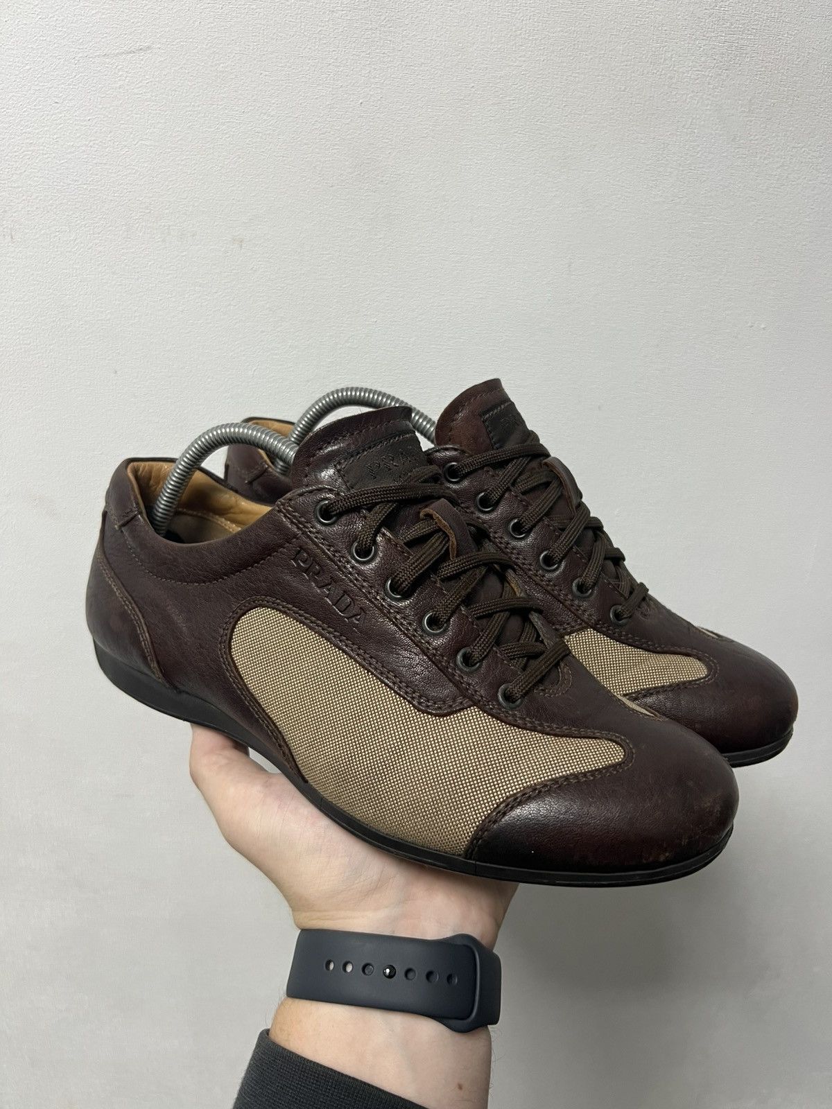 Prada Archive Y2K Vintage Prada Shoes Brown Leather Sneakers | Grailed